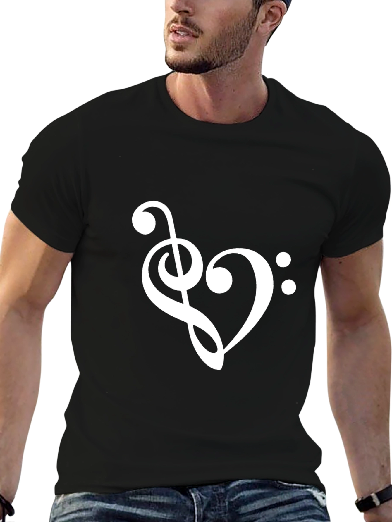 Music Heartbeat T-Shirt - Stylish Treble Clef Design