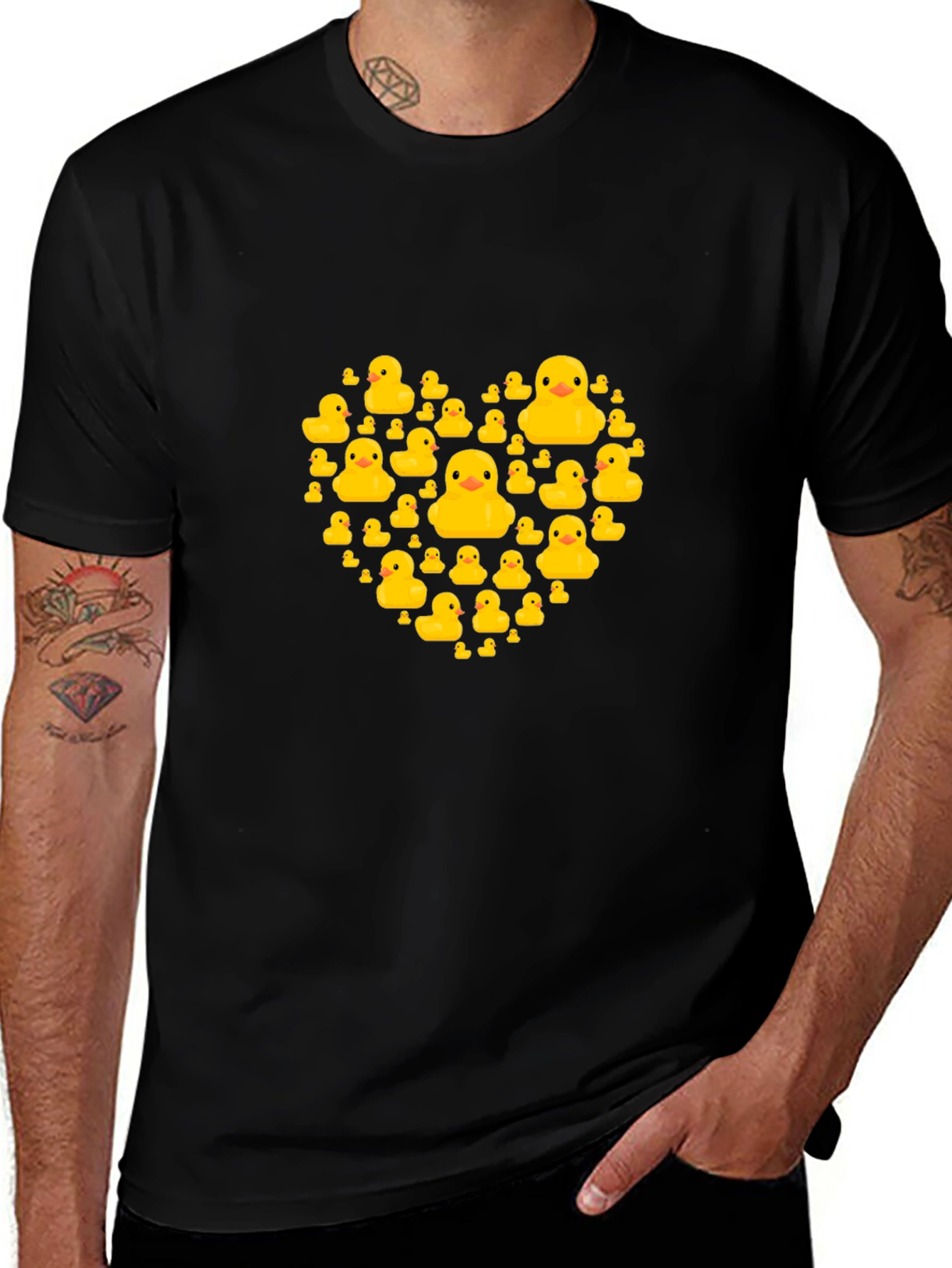 Rubber Duck Heart Graphic Tee - Black Cotton T-Shirt