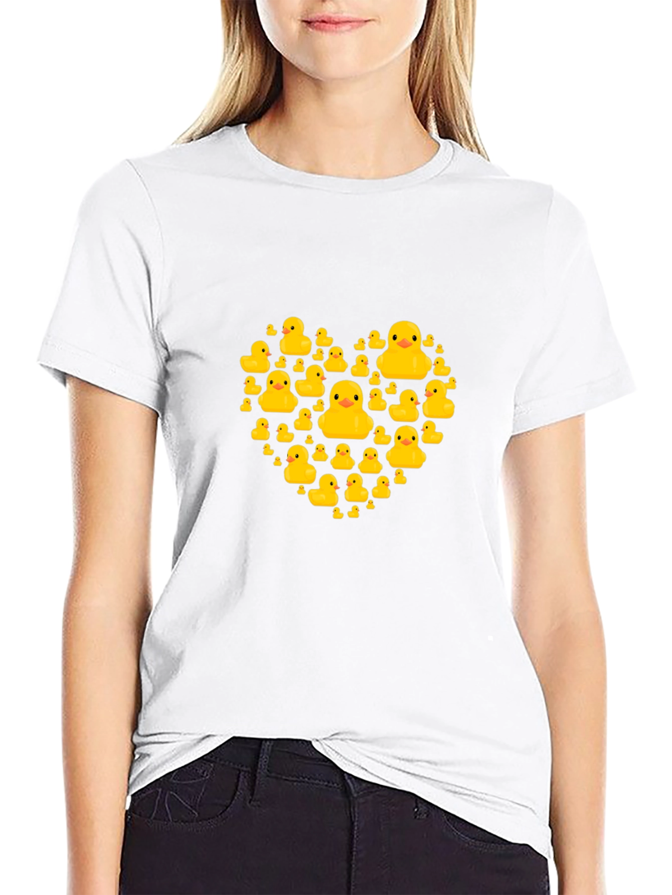 Rubber Duck Heart Graphic Tee - Black Cotton T-Shirt