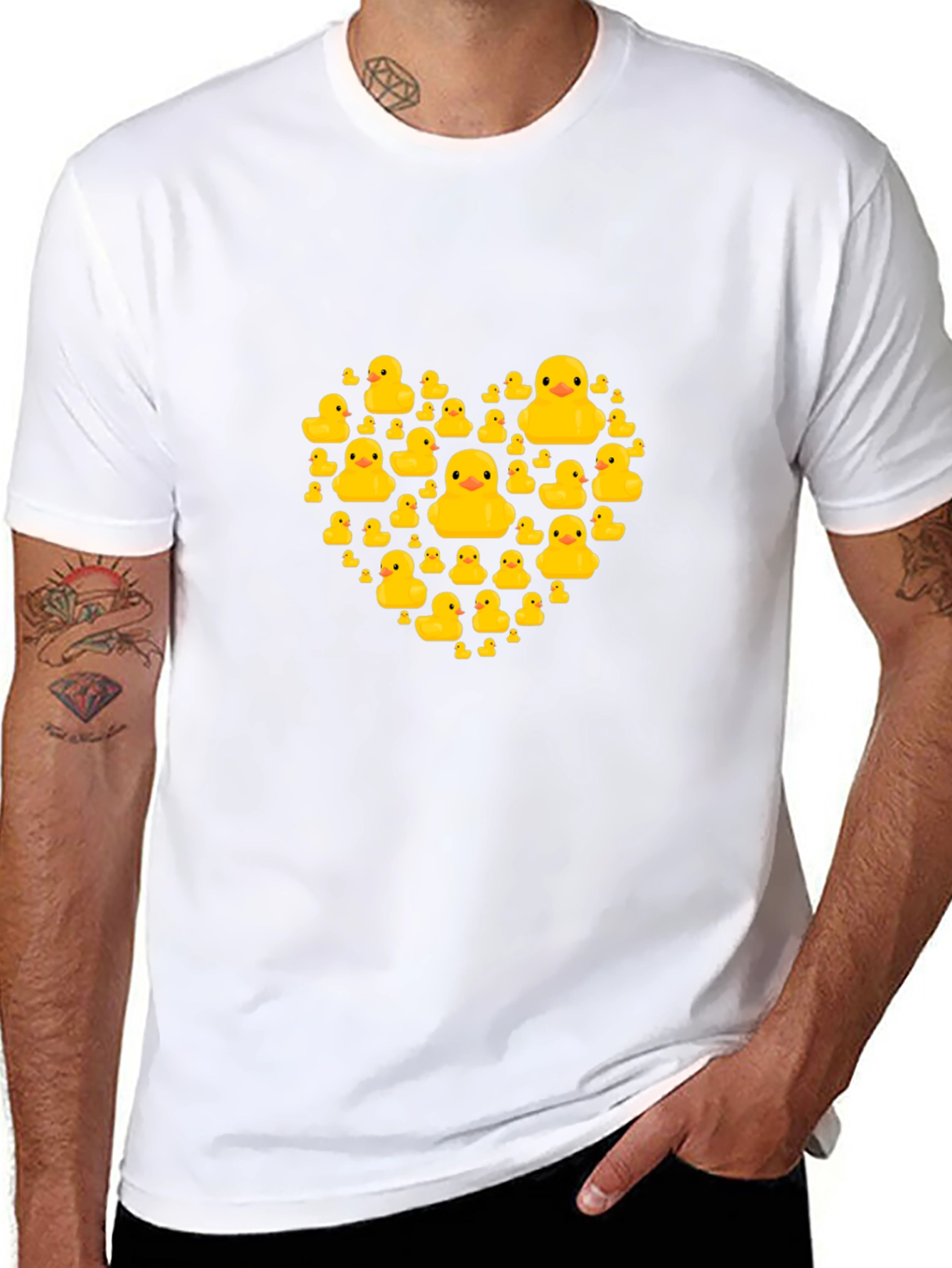 Rubber Duck Heart Graphic Tee - Black Cotton T-Shirt