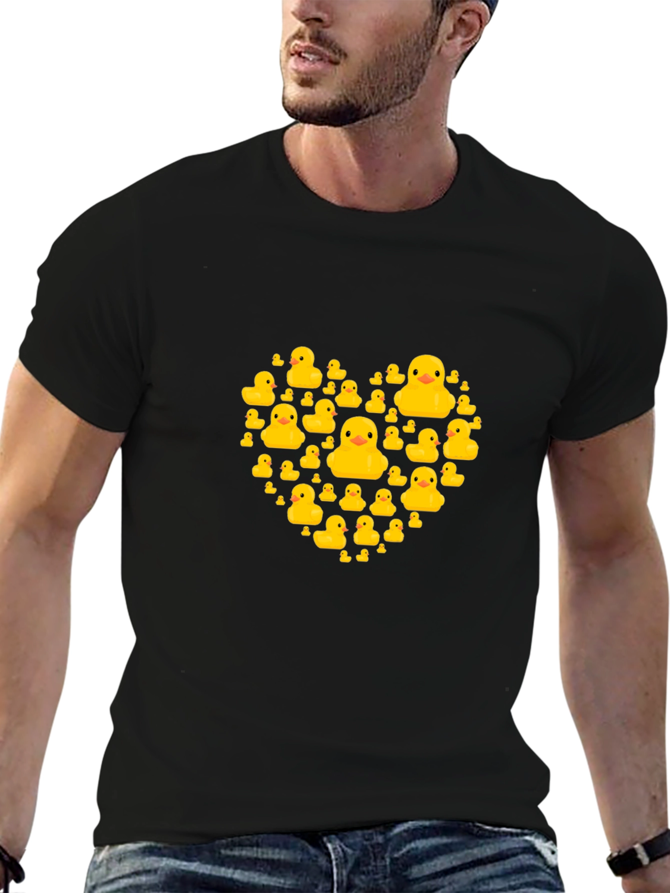 Rubber Duck Heart Graphic Tee - Black Cotton T-Shirt