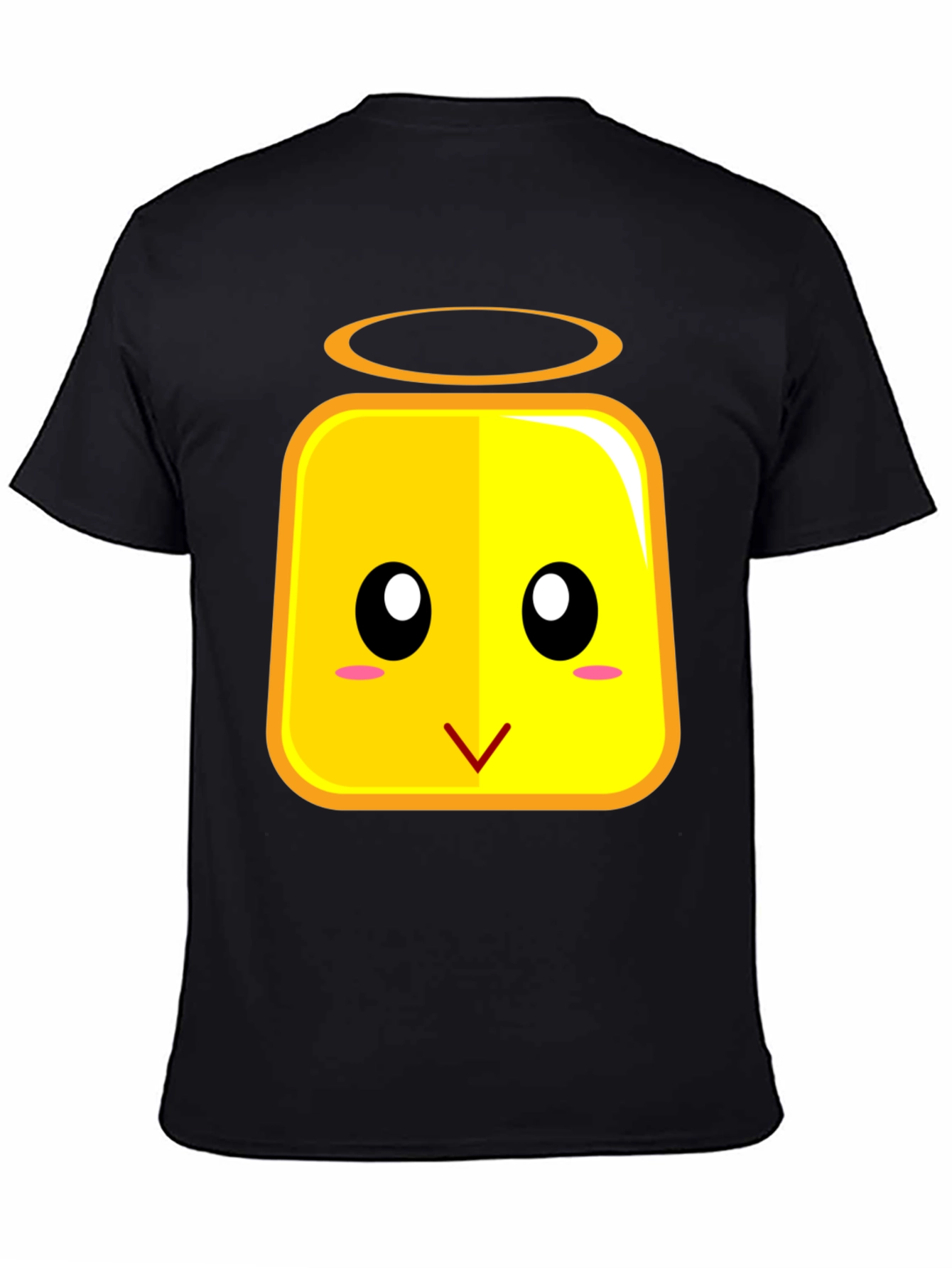 Cute Angel Block Face T-Shirt - Black