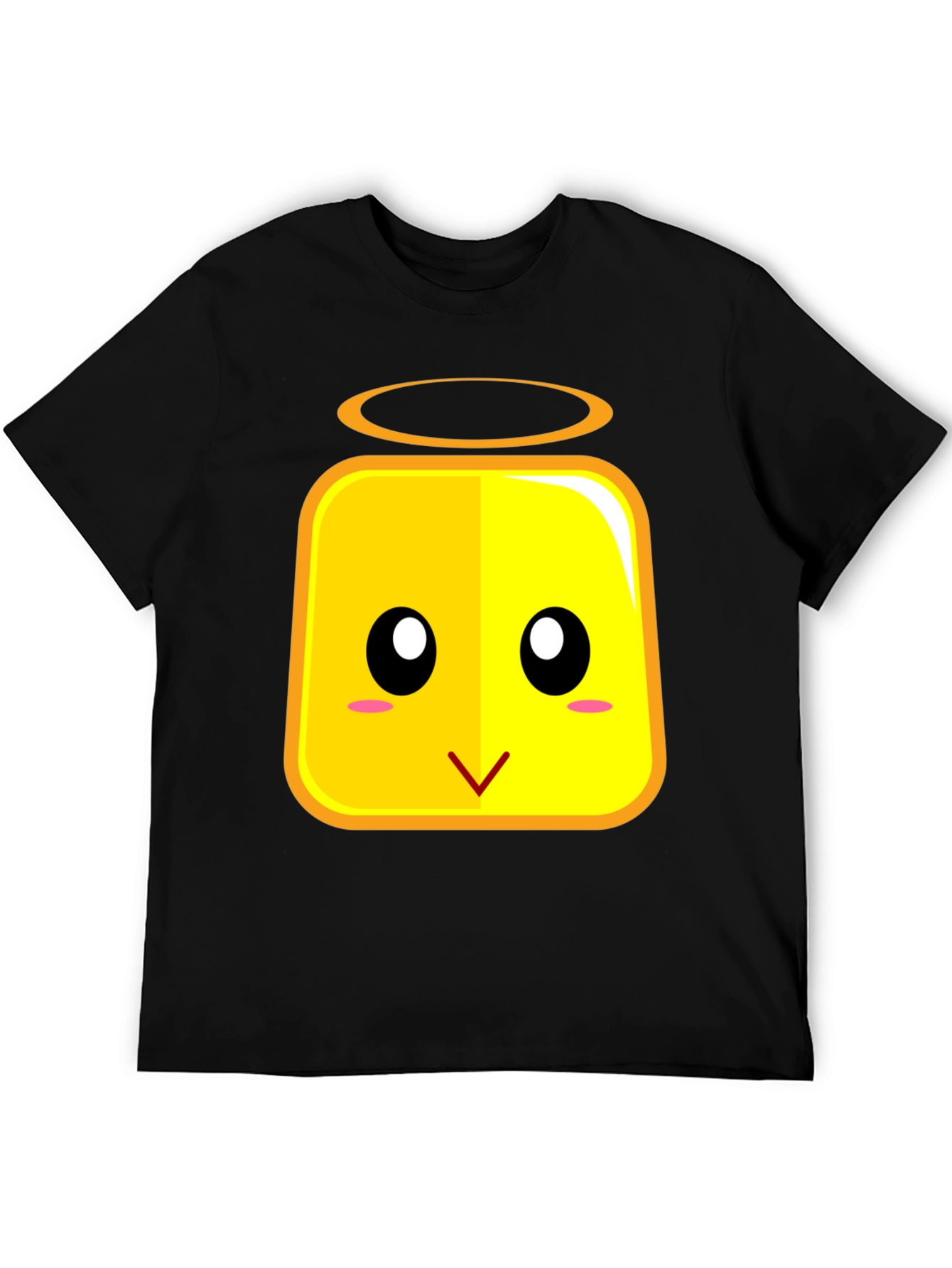 Cute Angel Block Face T-Shirt - Black