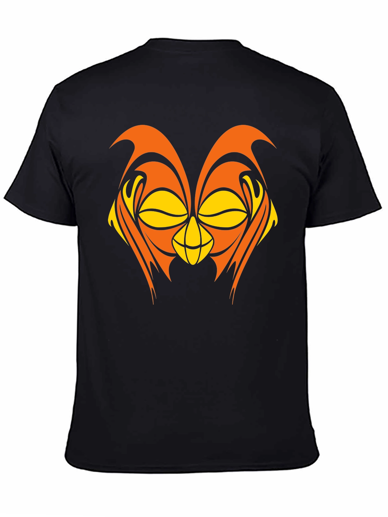 Abstract Owl Graphic Black T-Shirt