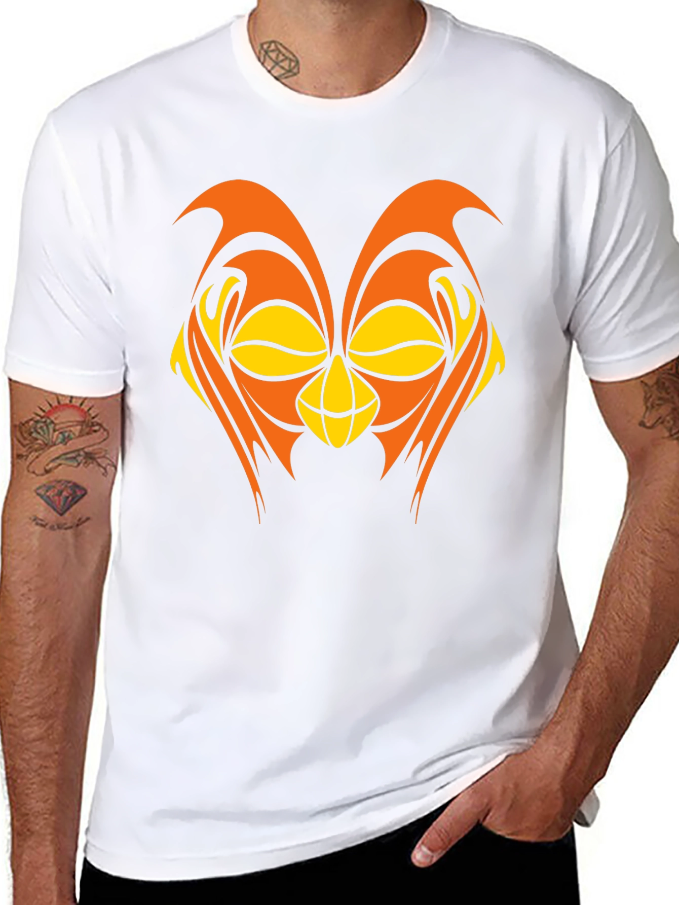 Abstract Owl Graphic Black T-Shirt