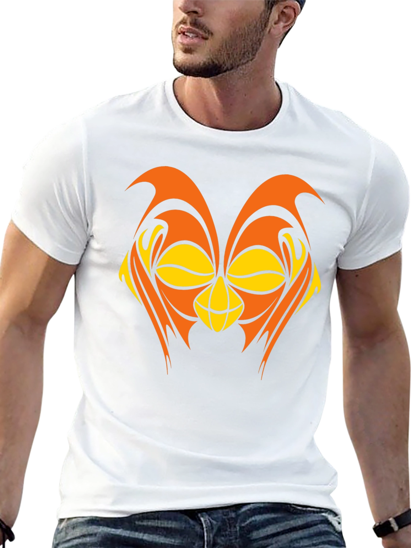 Abstract Owl Graphic Black T-Shirt