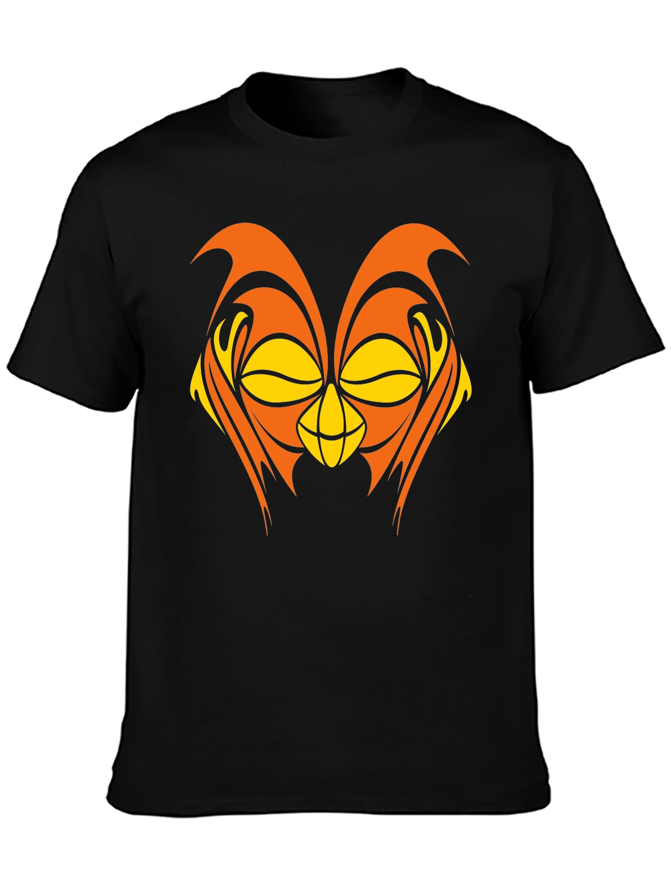 Abstract Owl Graphic Black T-Shirt