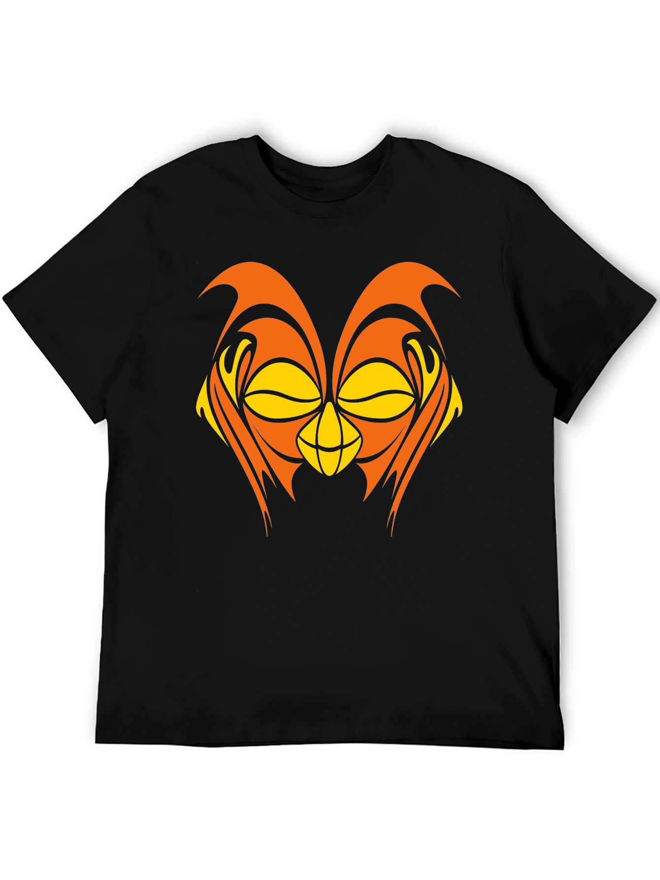 Abstract Owl Graphic Black T-Shirt