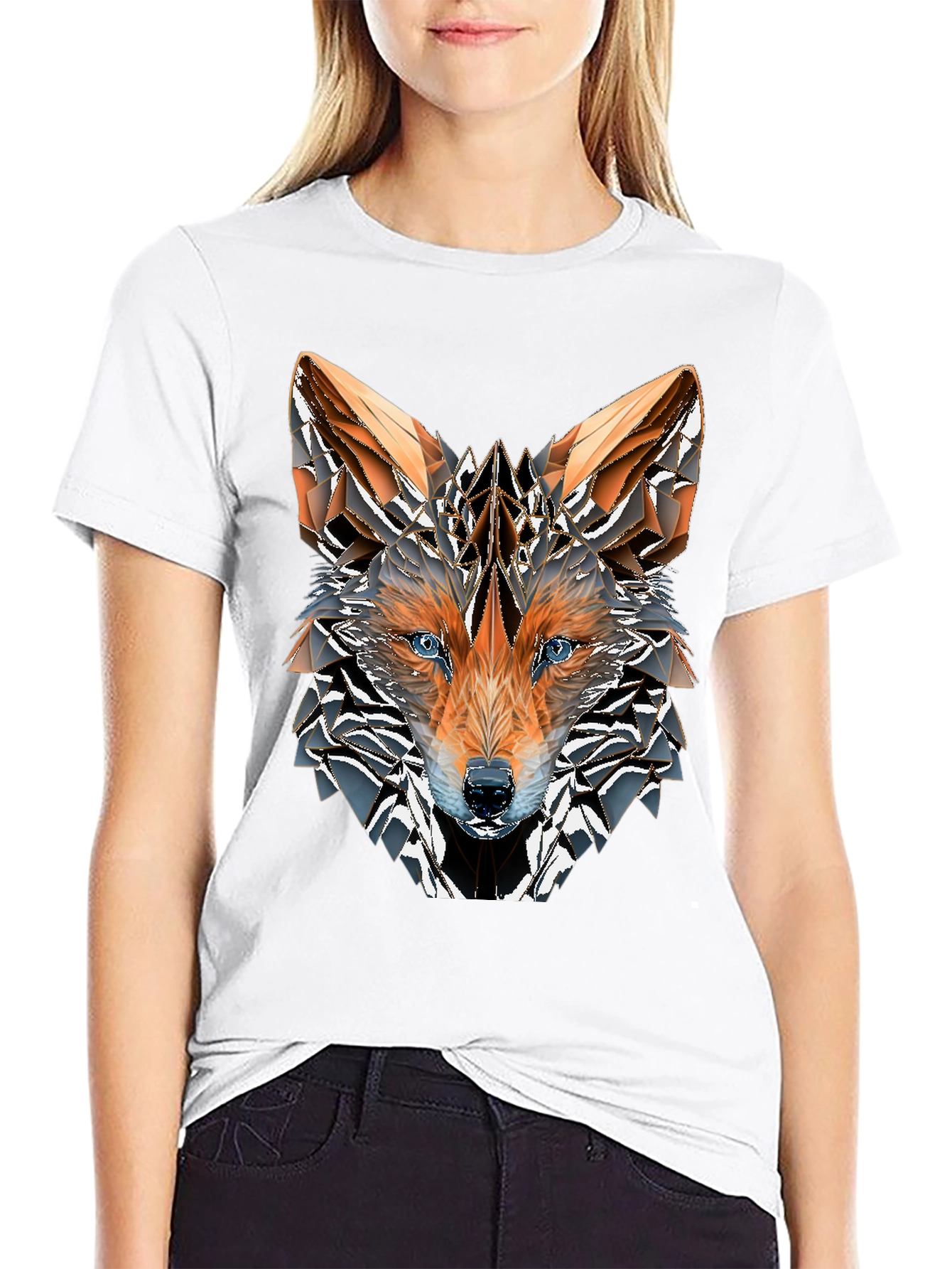 Geometric Fox Graphic Tee - Mens Black T-Shirt