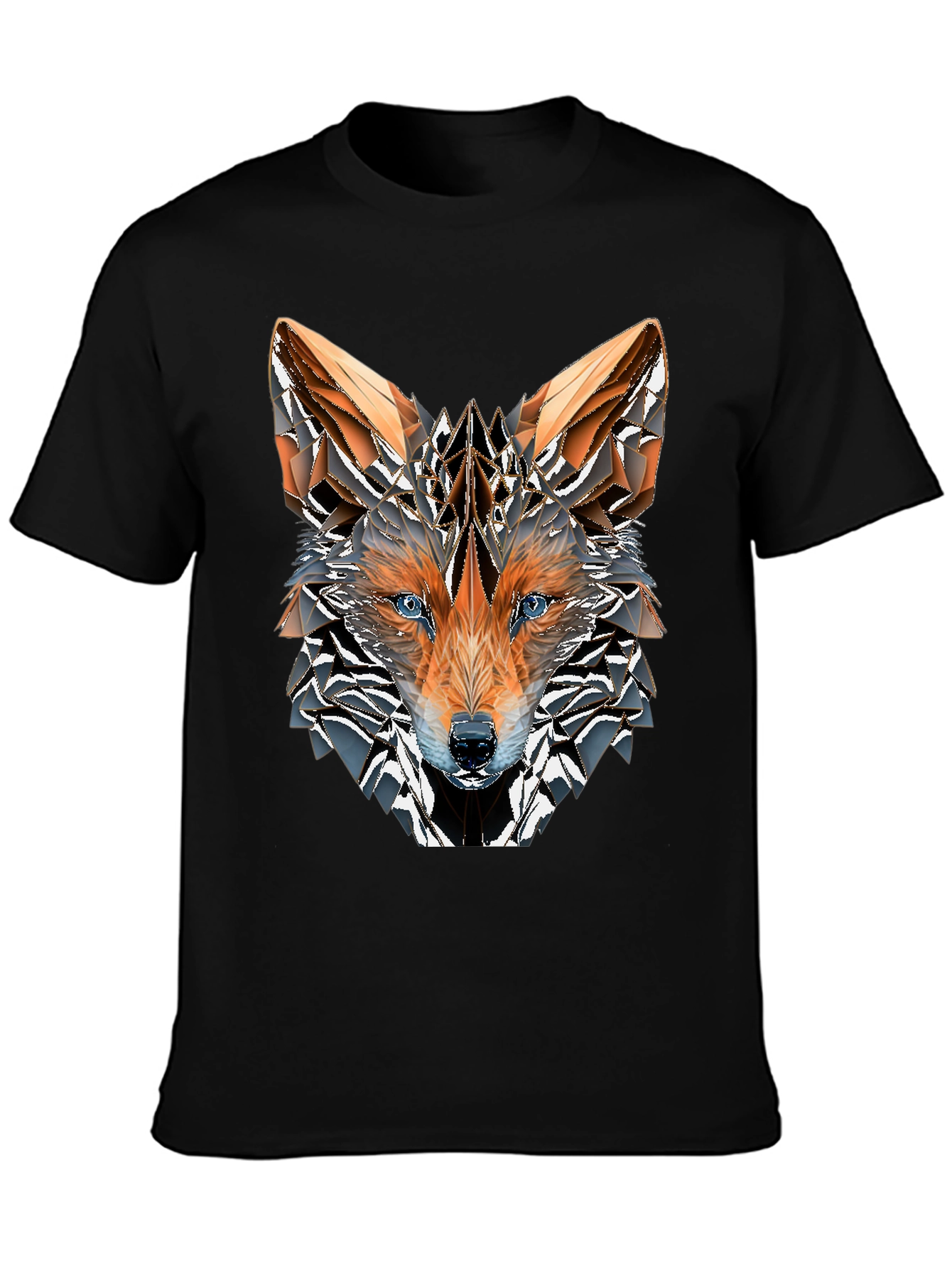 Geometric Fox Graphic Tee - Mens Black T-Shirt
