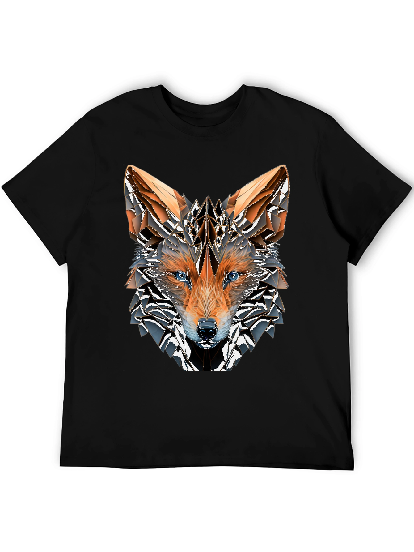 Geometric Fox Graphic Tee - Mens Black T-Shirt