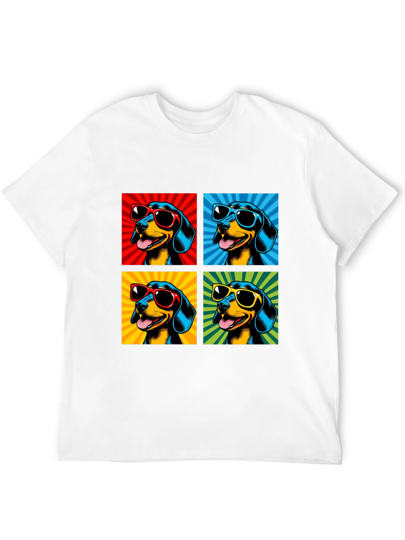 Cool Dachshund Pop Art Black T-Shirt