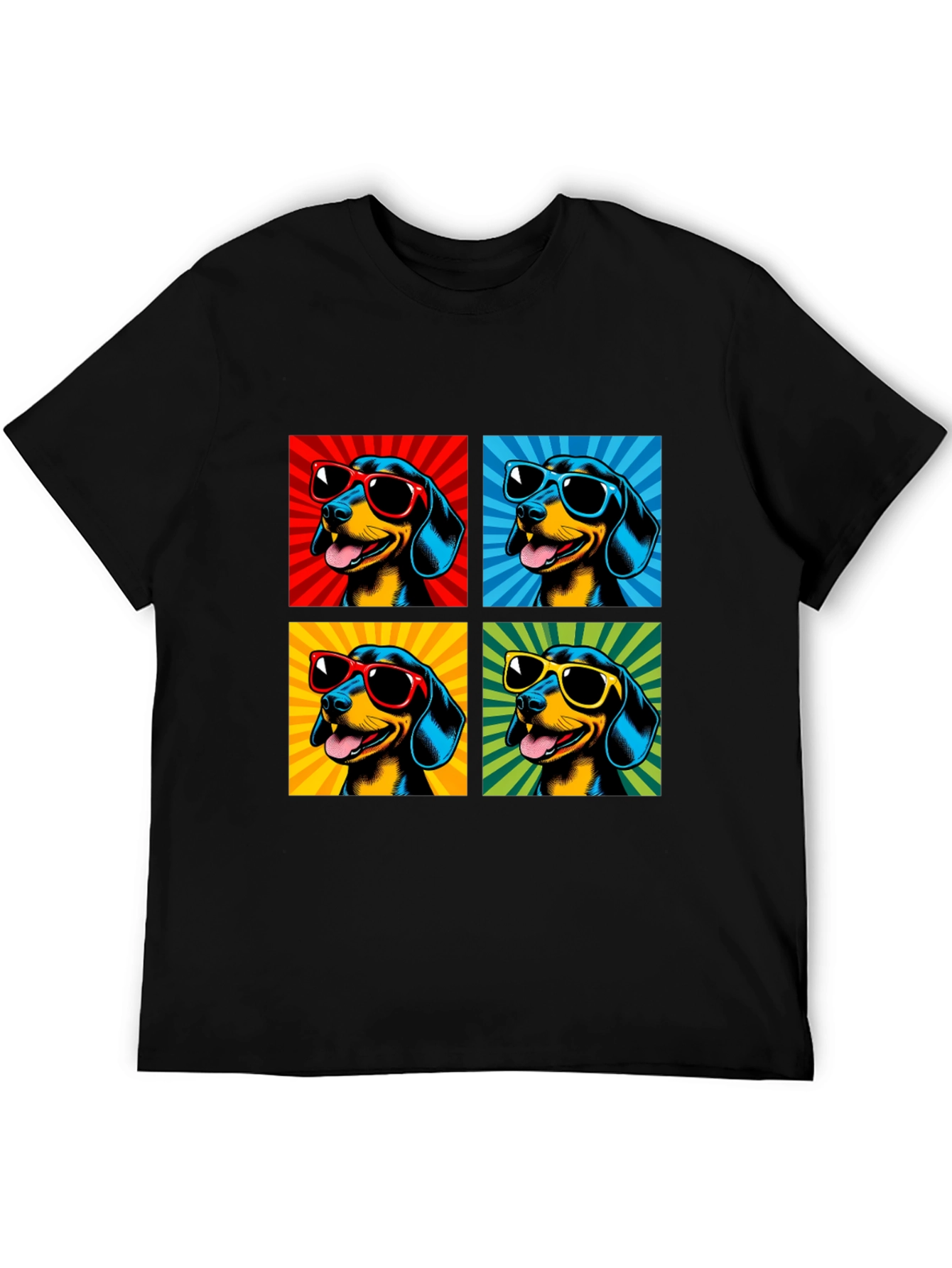 Cool Dachshund Pop Art Black T-Shirt