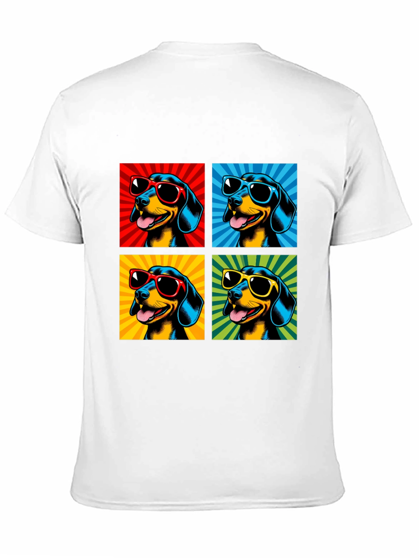 Cool Dachshund Pop Art Black T-Shirt