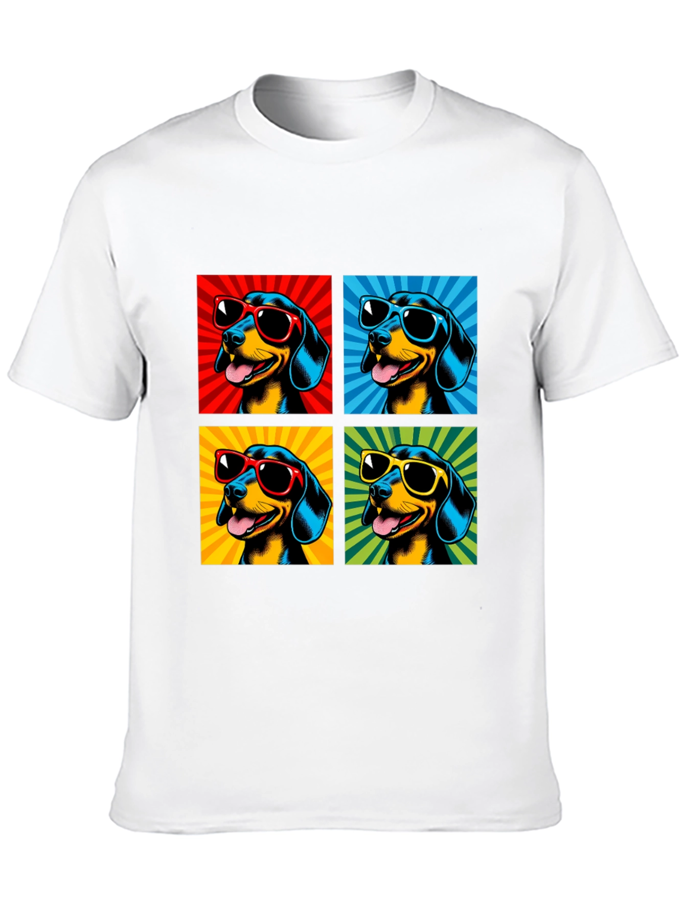 Cool Dachshund Pop Art Black T-Shirt