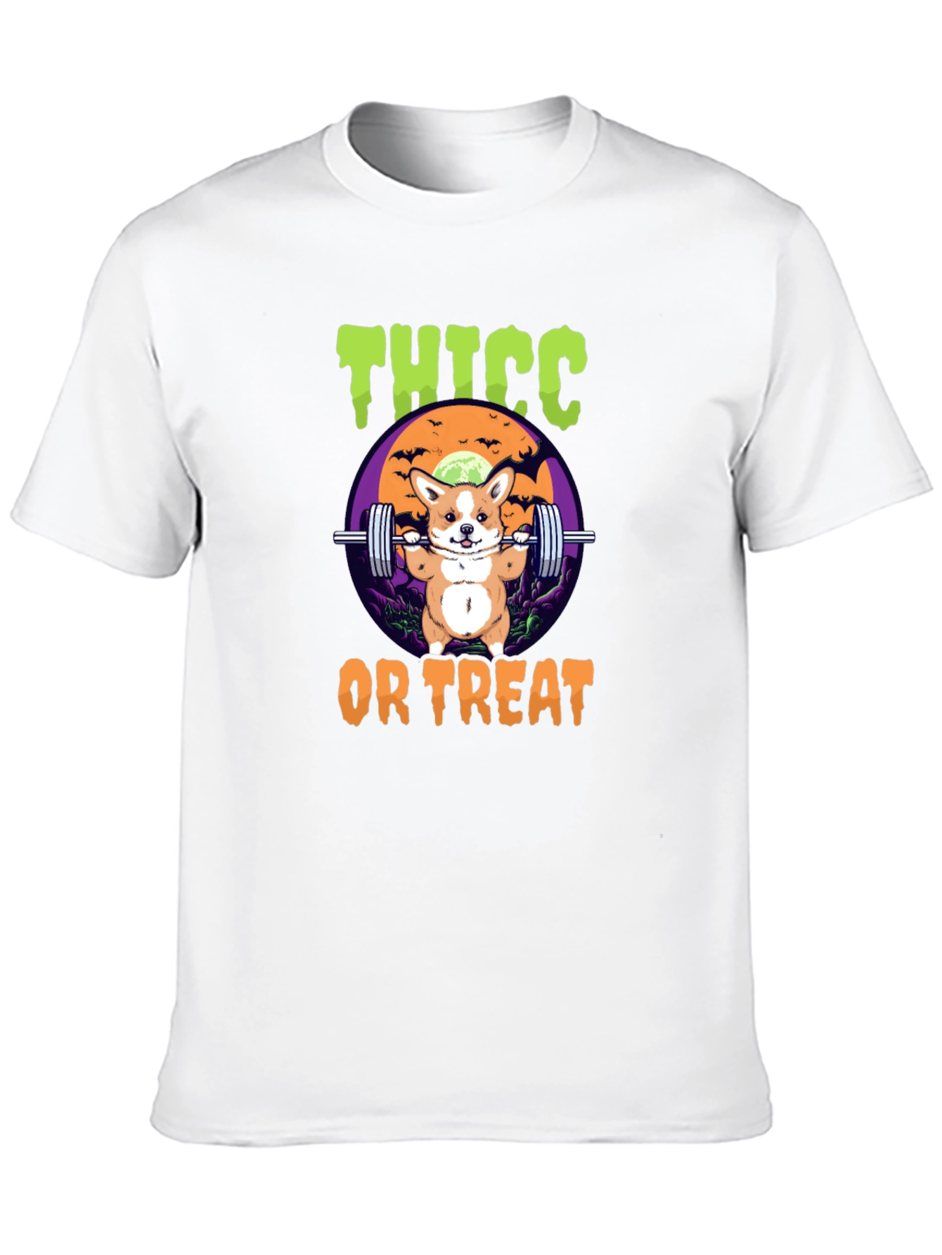 Thicc or Treat Halloween Dog Weightlifting T-Shirt