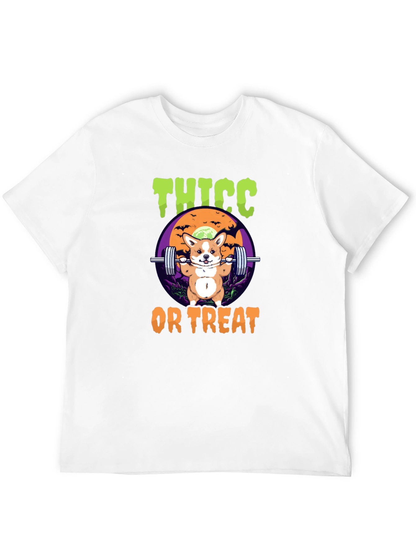 Thicc or Treat Halloween Dog Weightlifting T-Shirt