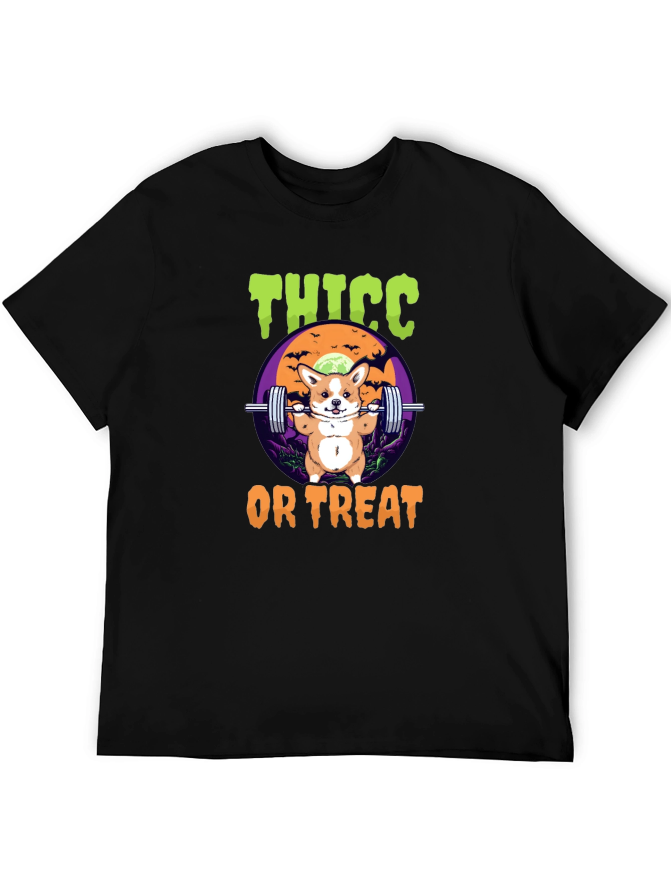 Thicc or Treat Halloween Dog Weightlifting T-Shirt
