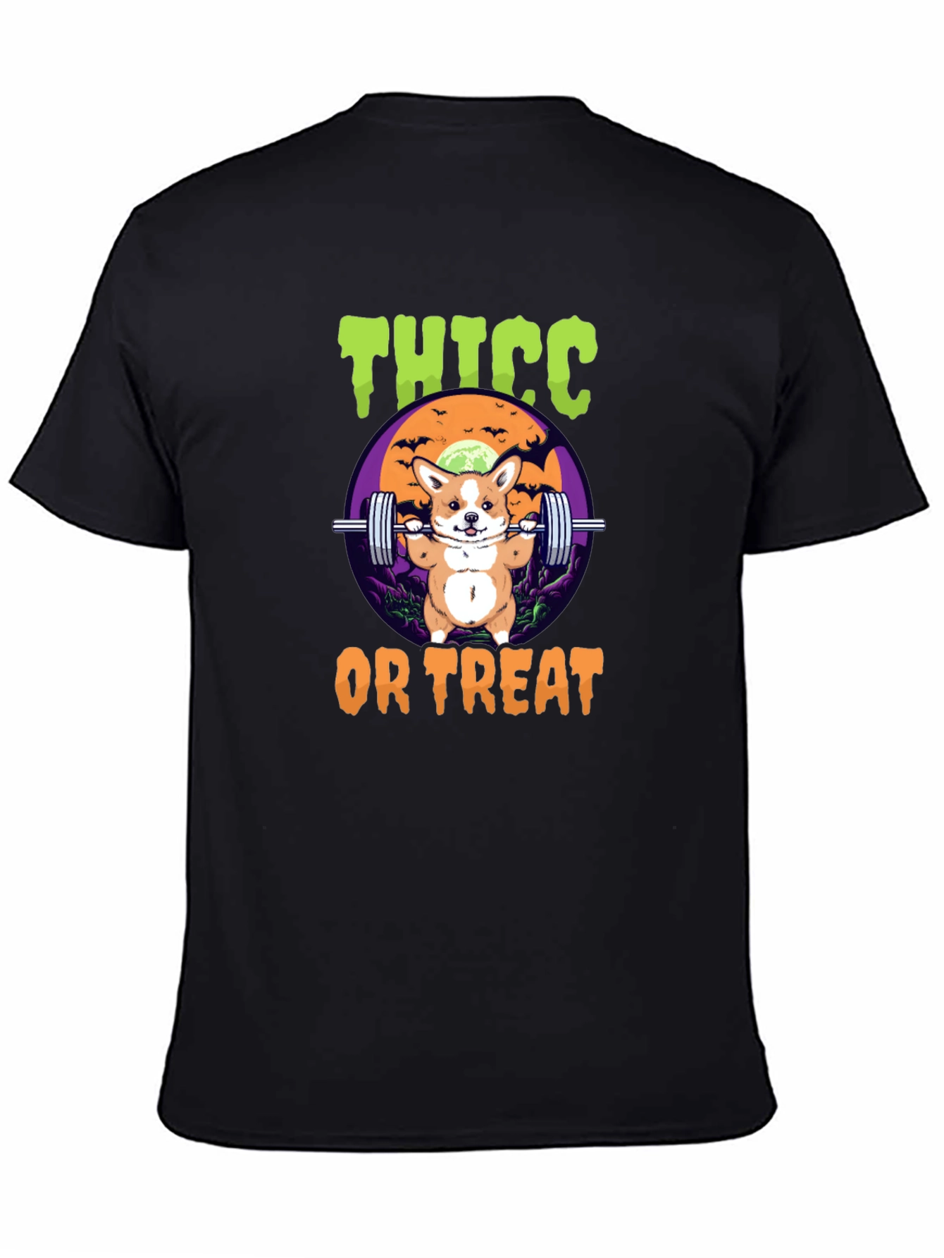 Thicc or Treat Halloween Dog Weightlifting T-Shirt