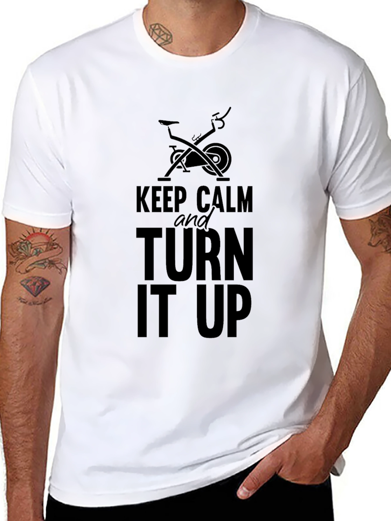 Keep Calm and Turn It Up Black Graphic Tee