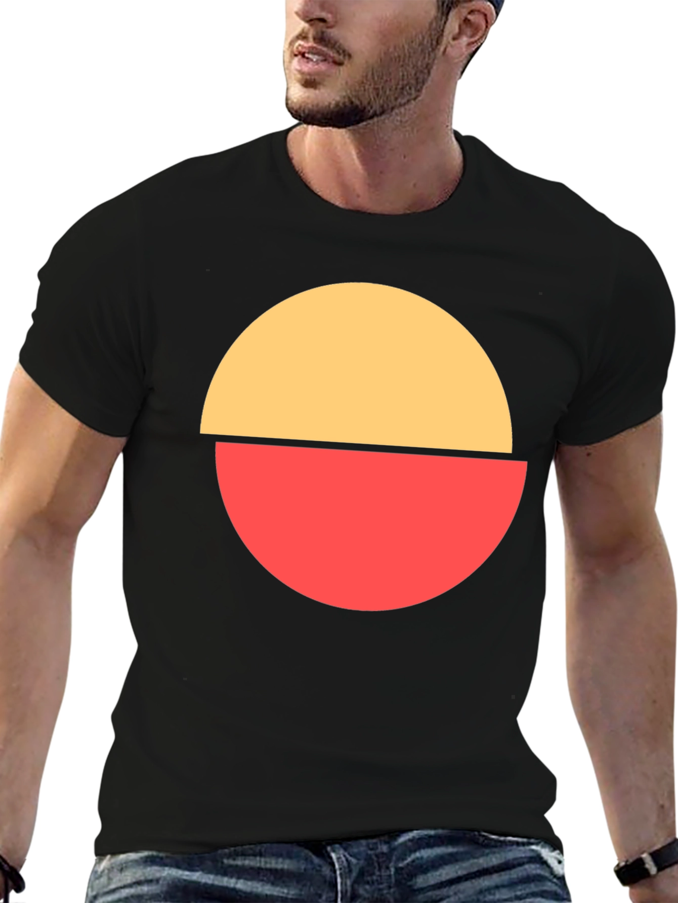 Abstract Circle Graphic Tee - Modern Casual Style