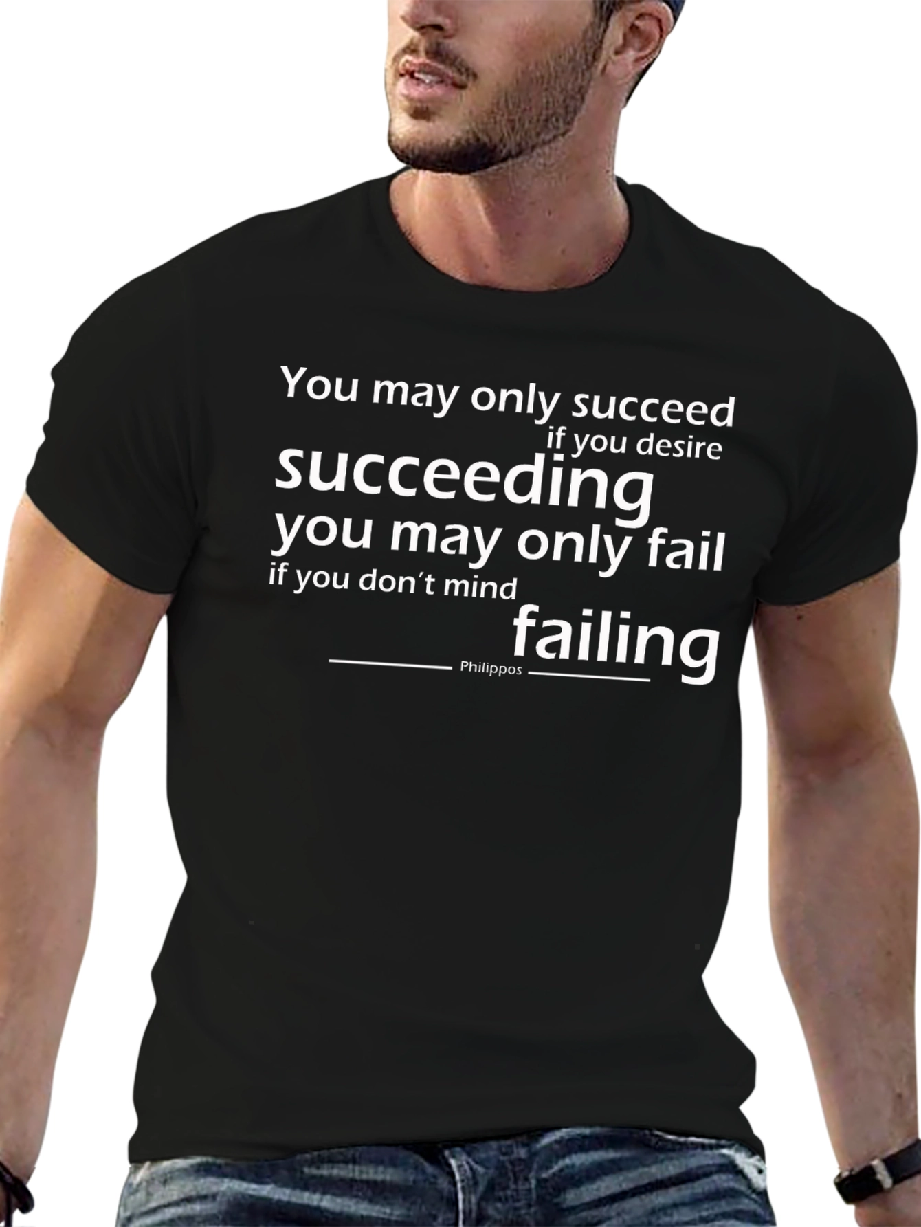 Inspirational Succeeding Failing Black T-Shirt