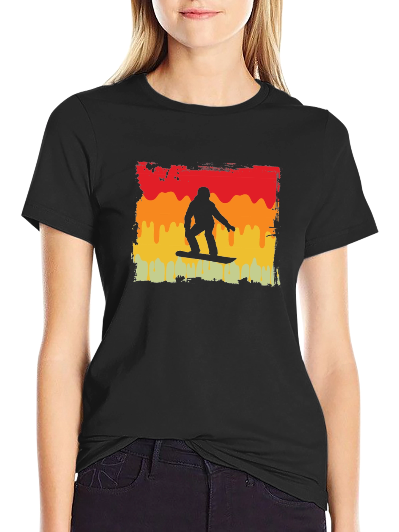Retro Snowboarder Graphic Tee - Black
