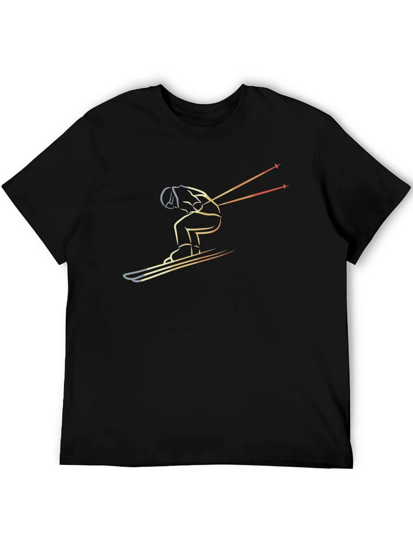 Mens Skiing Graphic T-Shirt - Black