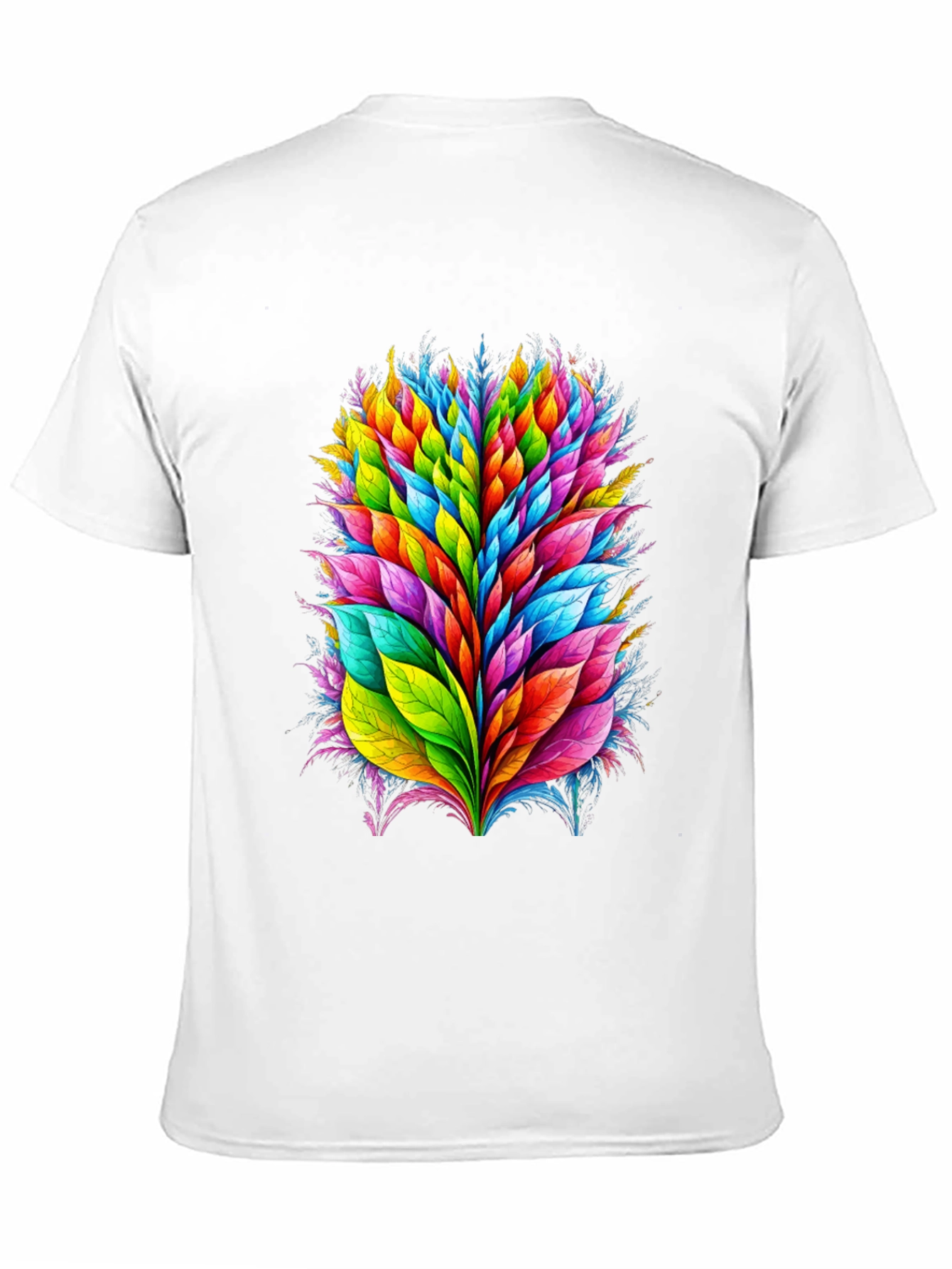 Vibrant Leaf Burst Graphic Tee - Black