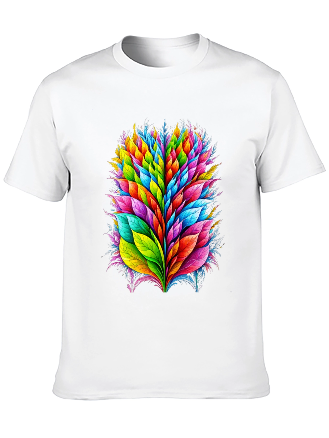 Vibrant Leaf Burst Graphic Tee - Black