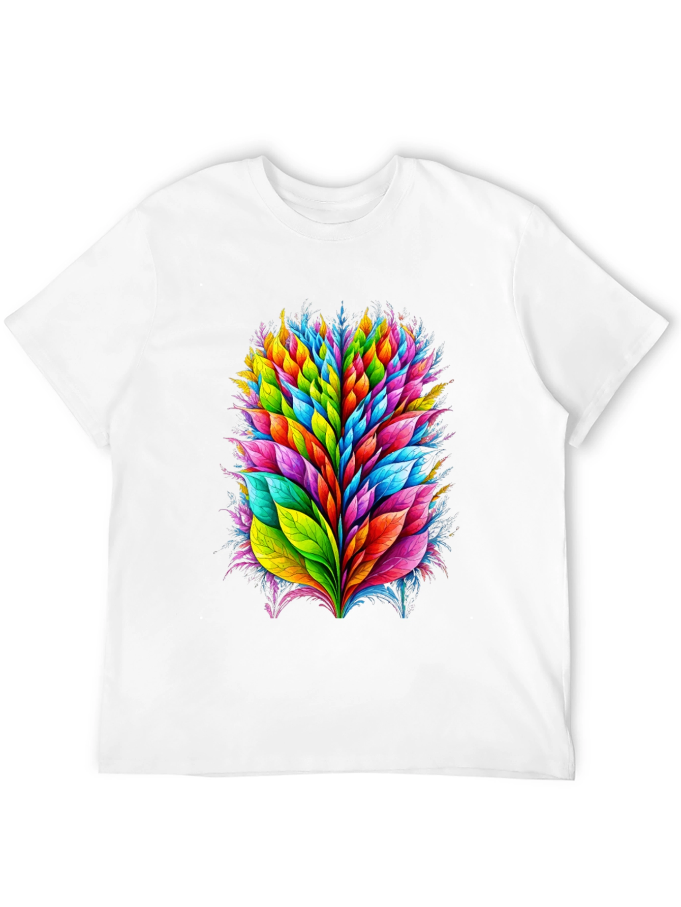 Vibrant Leaf Burst Graphic Tee - Black