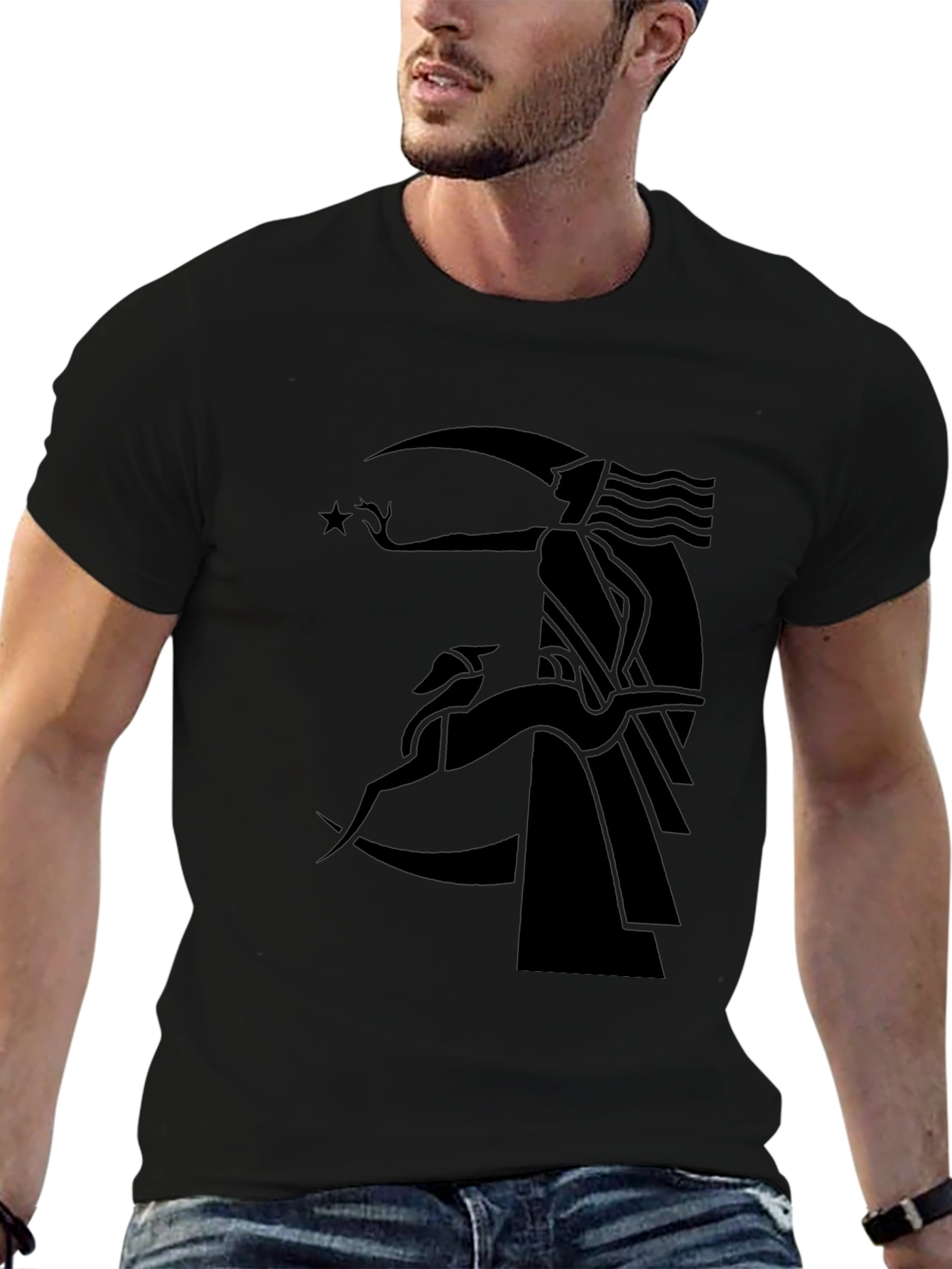 Elegant Black Graphic Tee - Moon Goddess & Hound