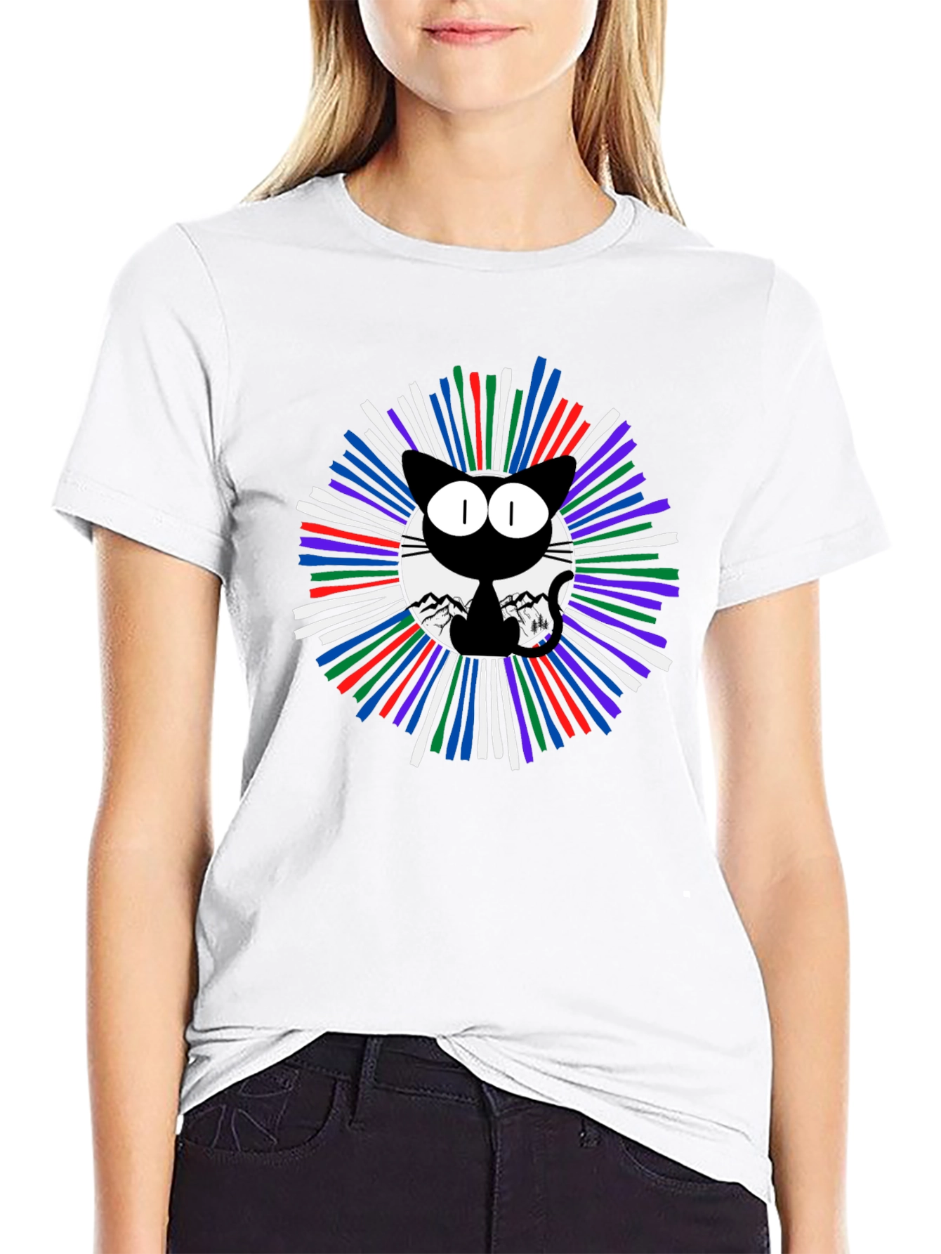 Cosmic Cat Graphic T-Shirt - Mens Black Tee