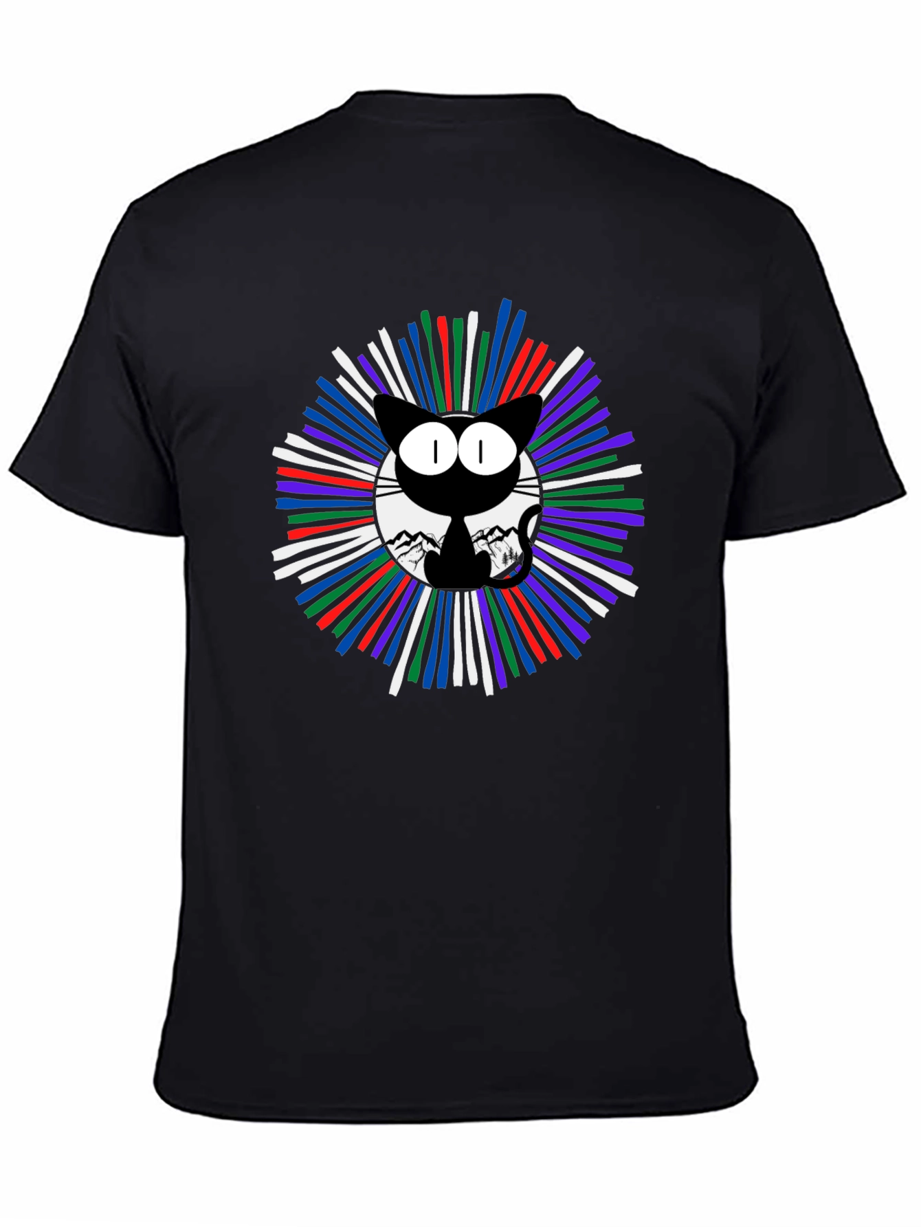Cosmic Cat Graphic T-Shirt - Mens Black Tee