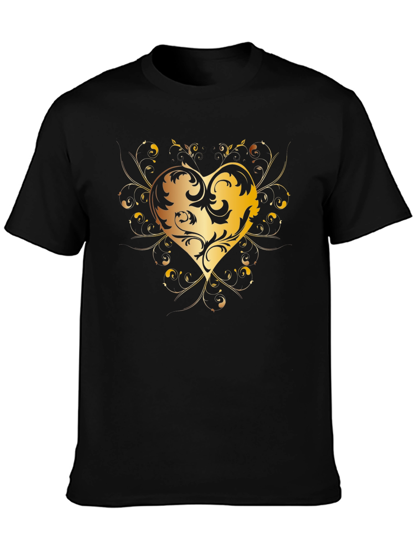 Golden Heart Swirl Black Tee