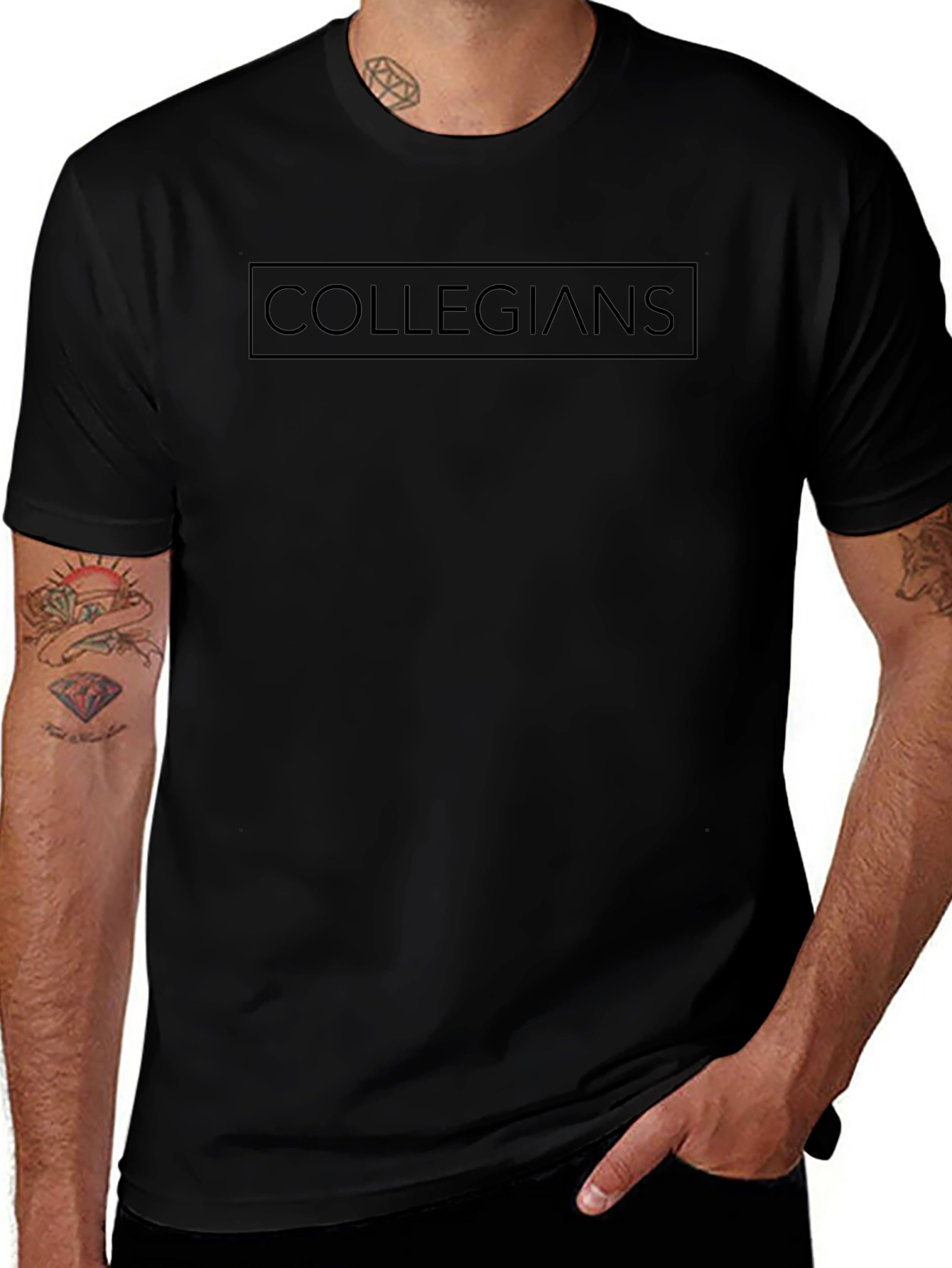 Collegians Black Crew Neck T-Shirt