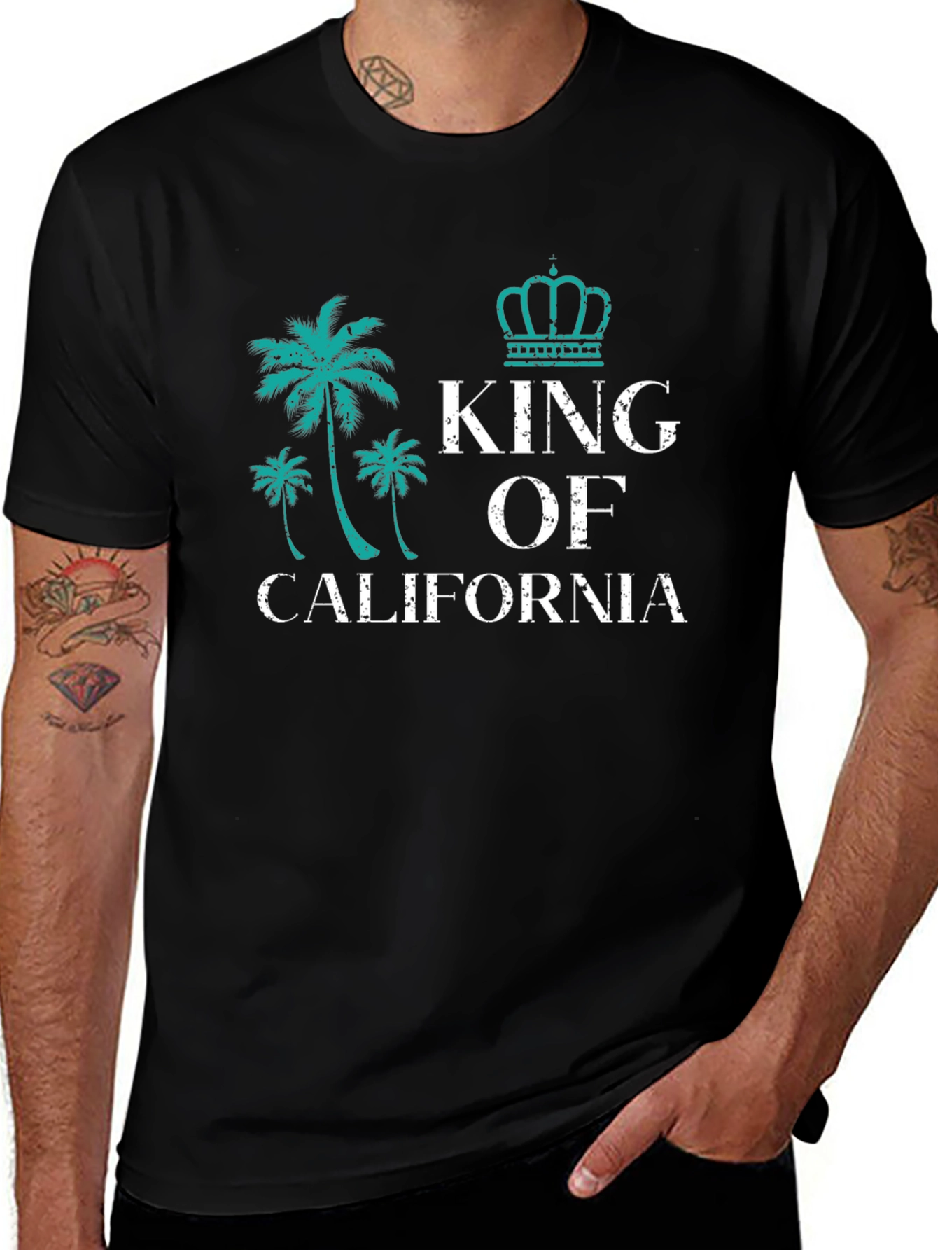 King of California Black Graphic Tee