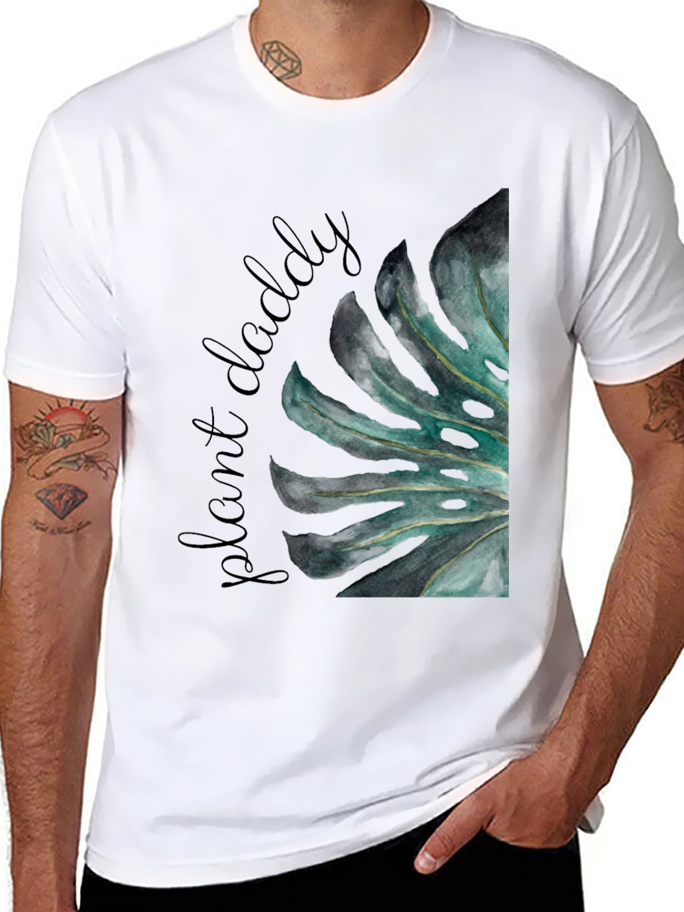 Plant Daddy Graphic Tee - Monstera Leaf Design