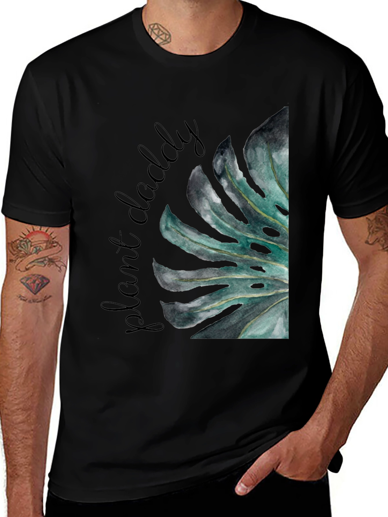 Plant Daddy Graphic Tee - Monstera Leaf Design