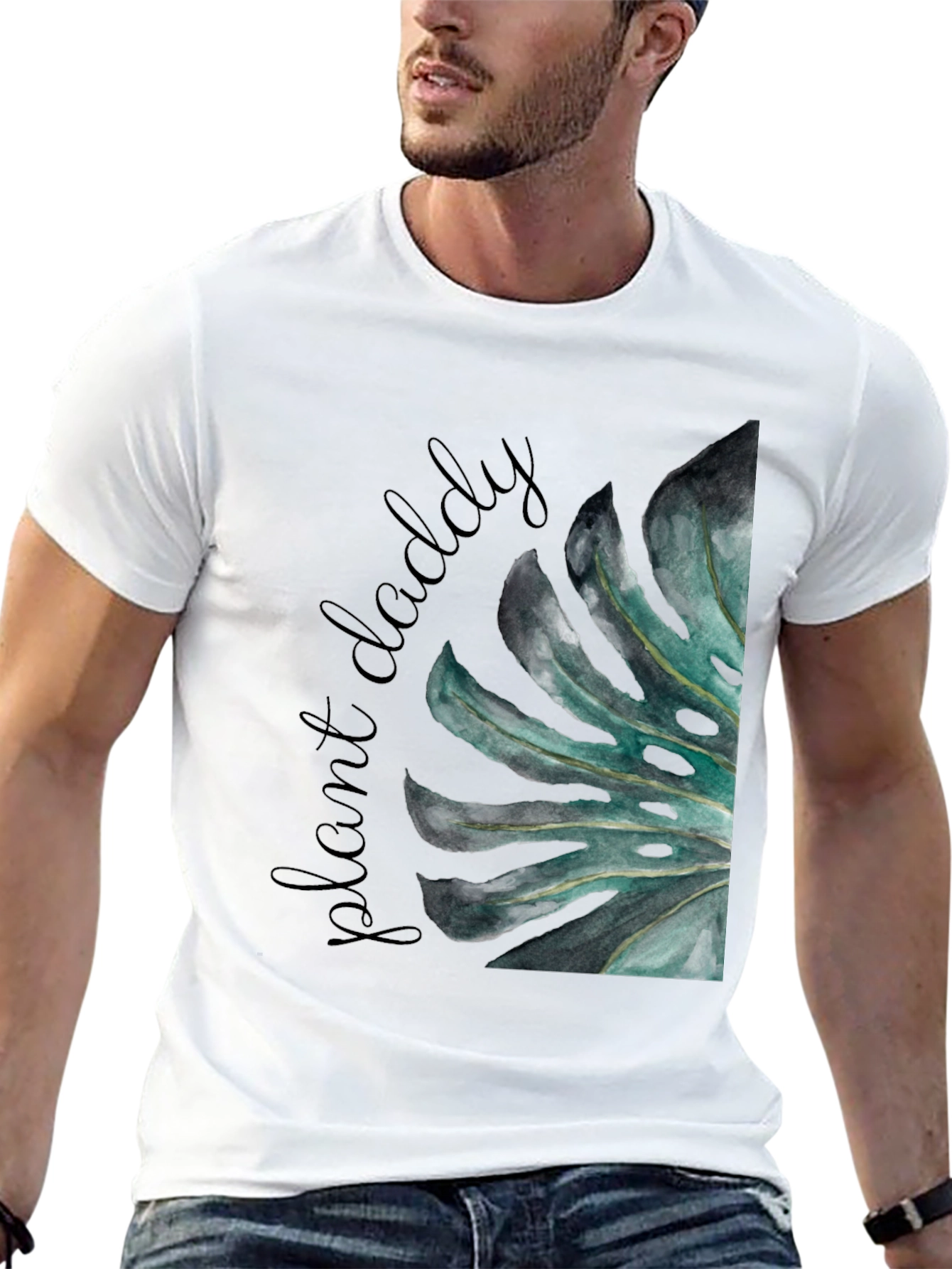 Plant Daddy Graphic Tee - Monstera Leaf Design