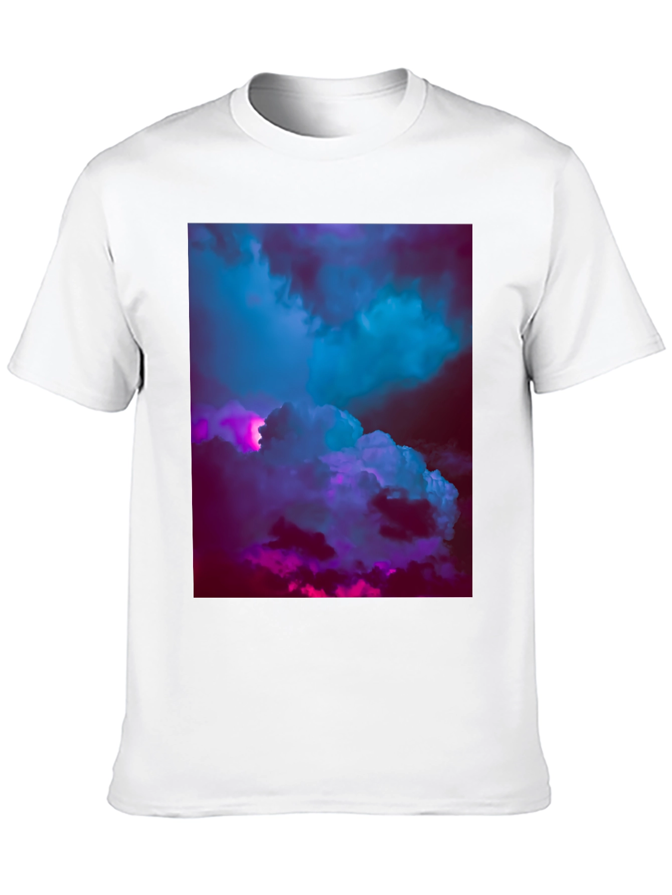 Vaporwave Clouds Graphic Tee - Black Cotton T-Shirt