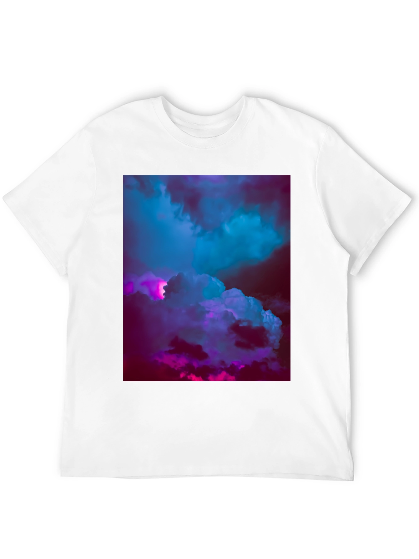 Vaporwave Clouds Graphic Tee - Black Cotton T-Shirt