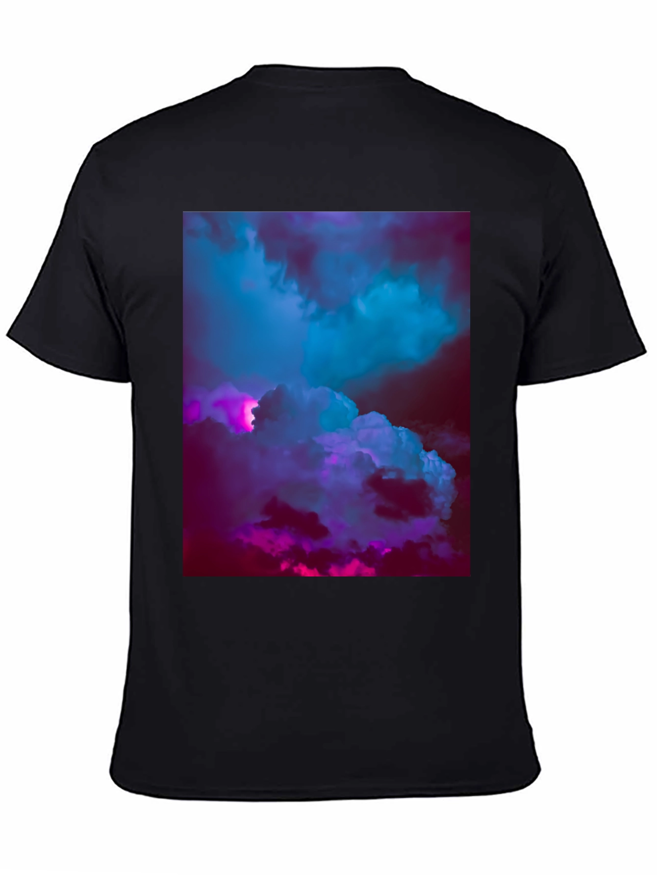 Vaporwave Clouds Graphic Tee - Black Cotton T-Shirt