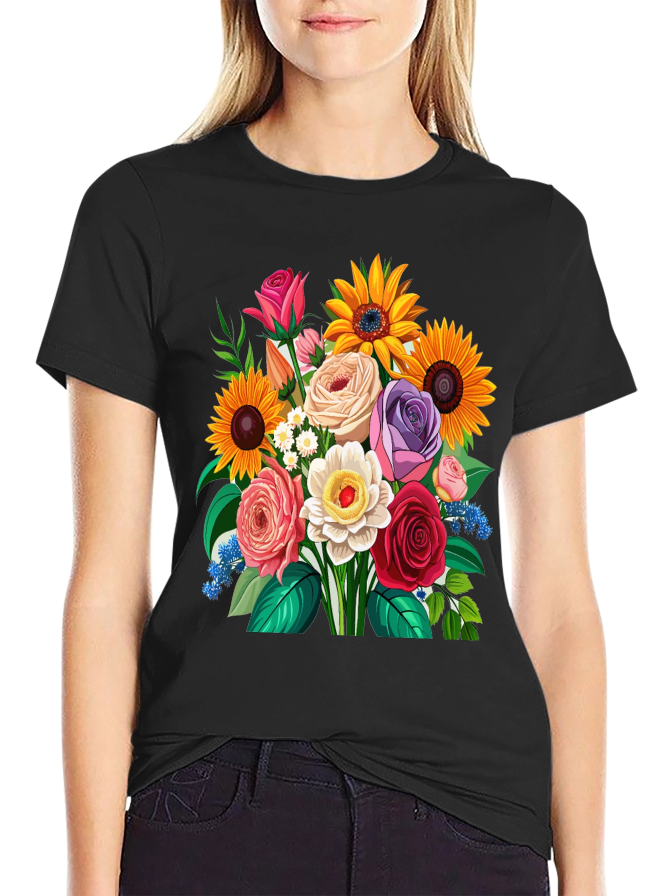 Floral Bouquet Graphic Tee - Mens Casual T-Shirt