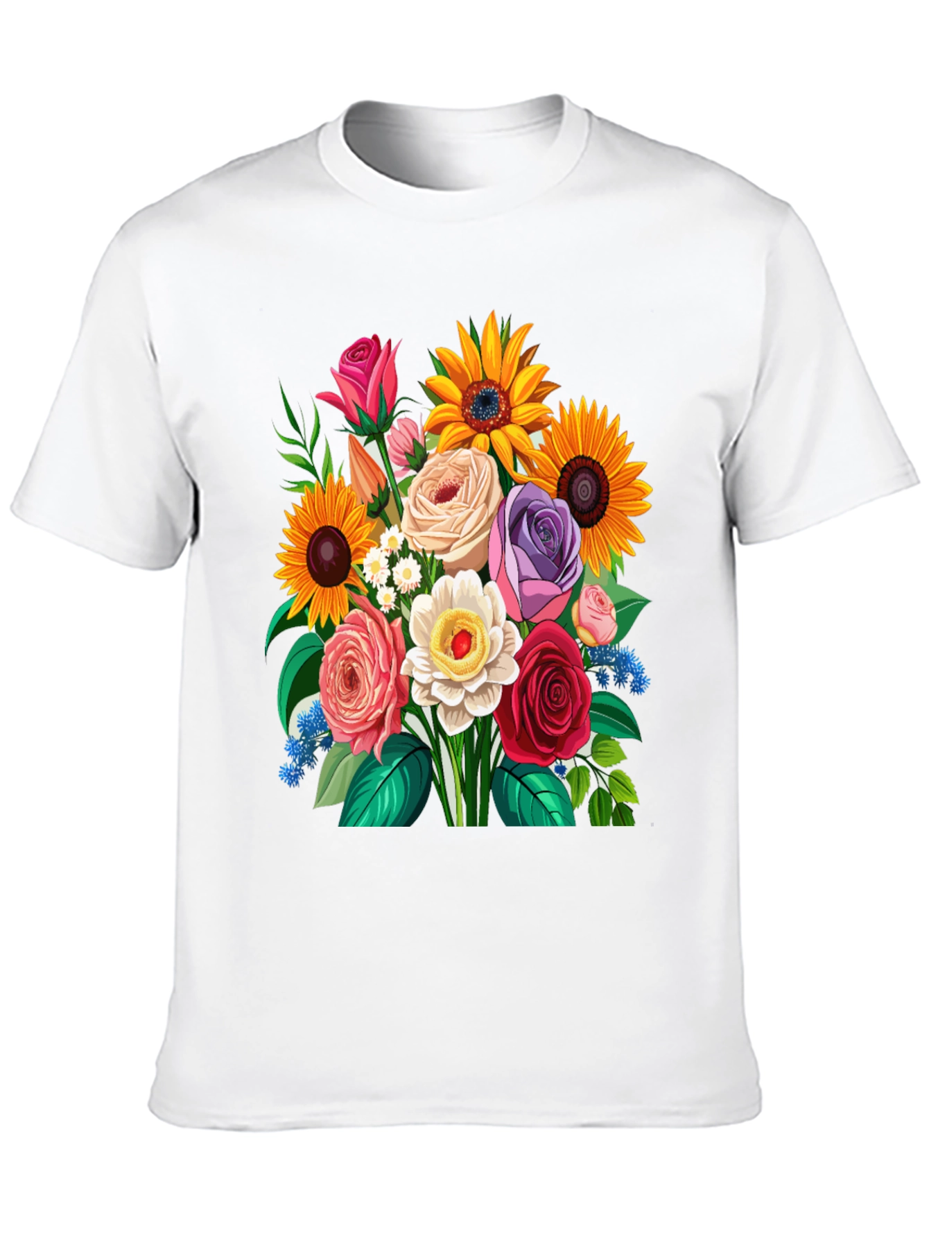 Floral Bouquet Graphic Tee - Mens Casual T-Shirt