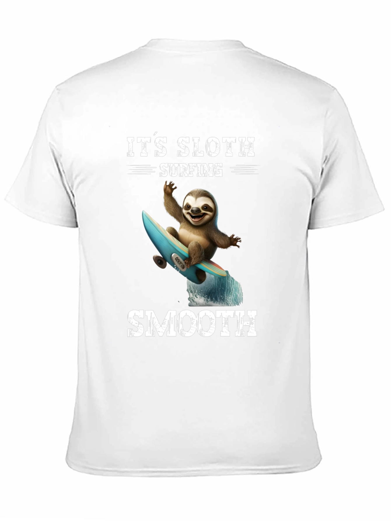 Its Sloth Surfing Smooth Black T-Shirt