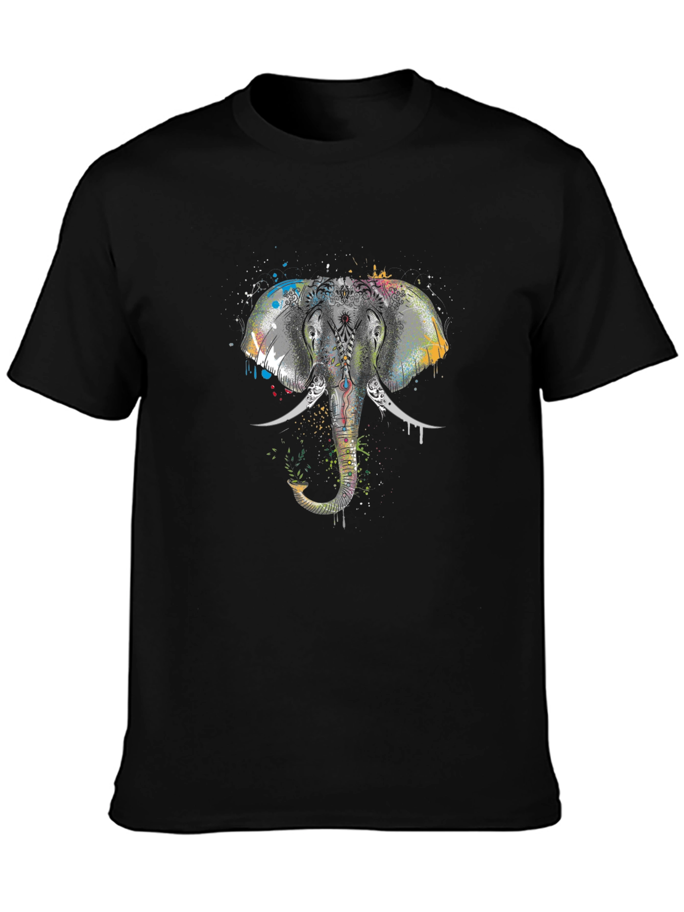 Elephant Graphic Tee - Black Cotton T-Shirt