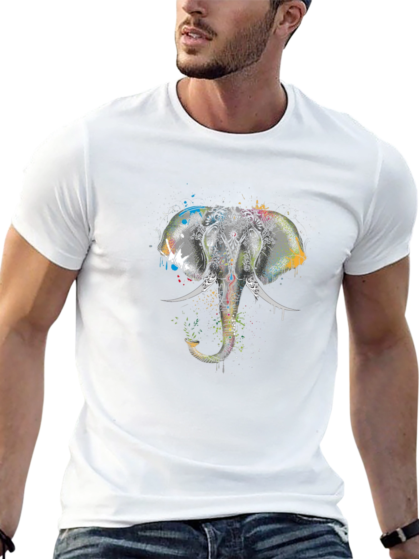 Elephant Graphic Tee - Black Cotton T-Shirt