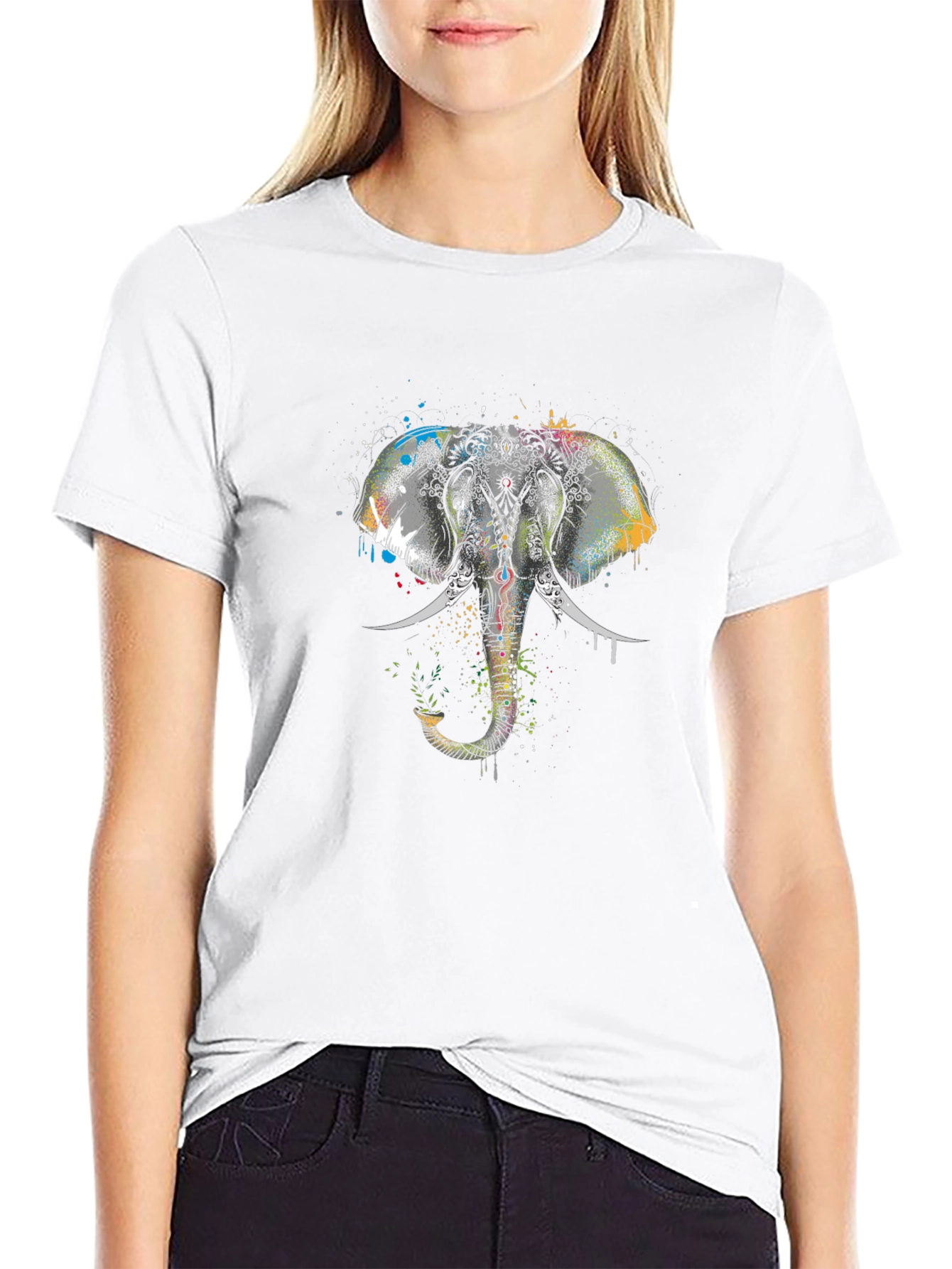 Elephant Graphic Tee - Black Cotton T-Shirt