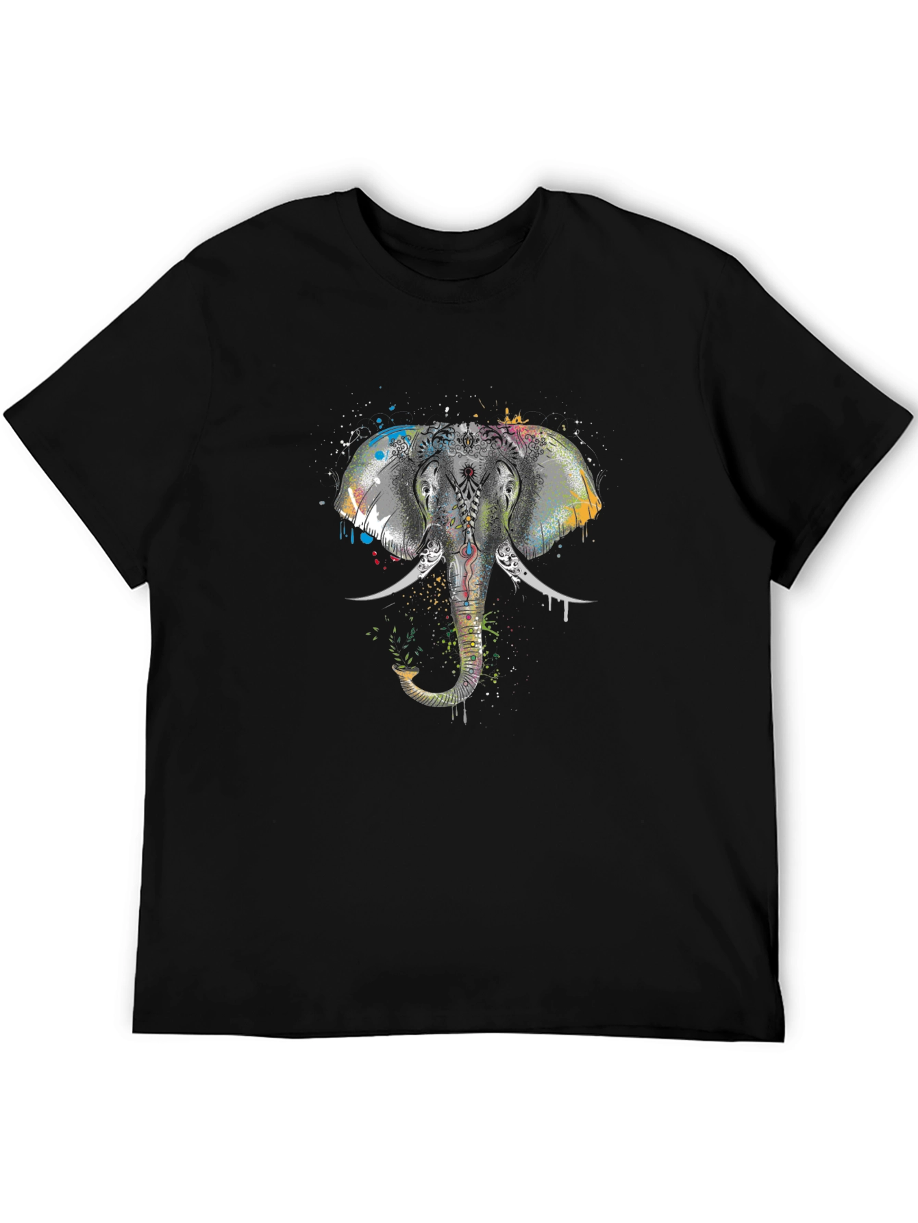 Elephant Graphic Tee - Black Cotton T-Shirt